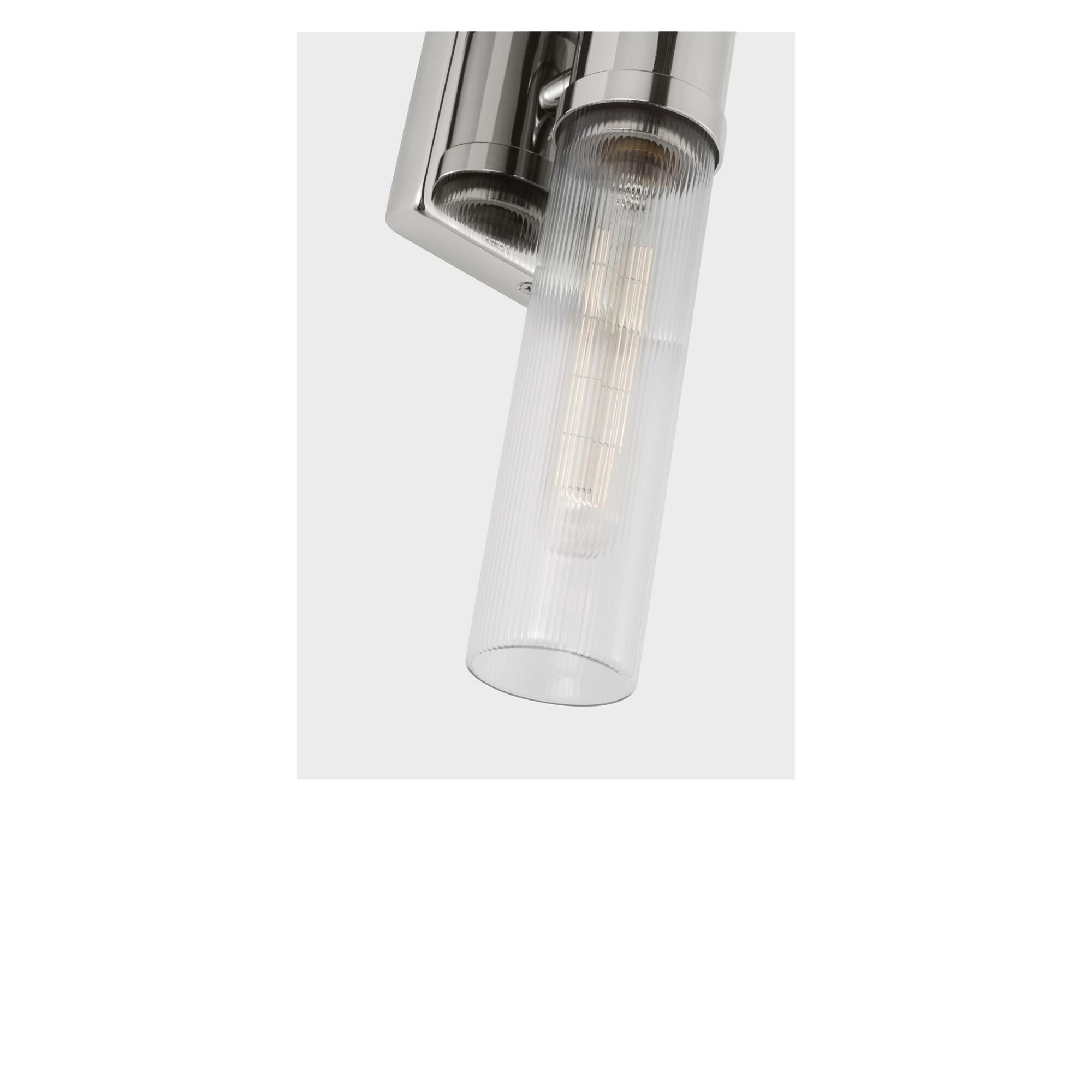 Shown in Chrome finish and Clear Fluted glass