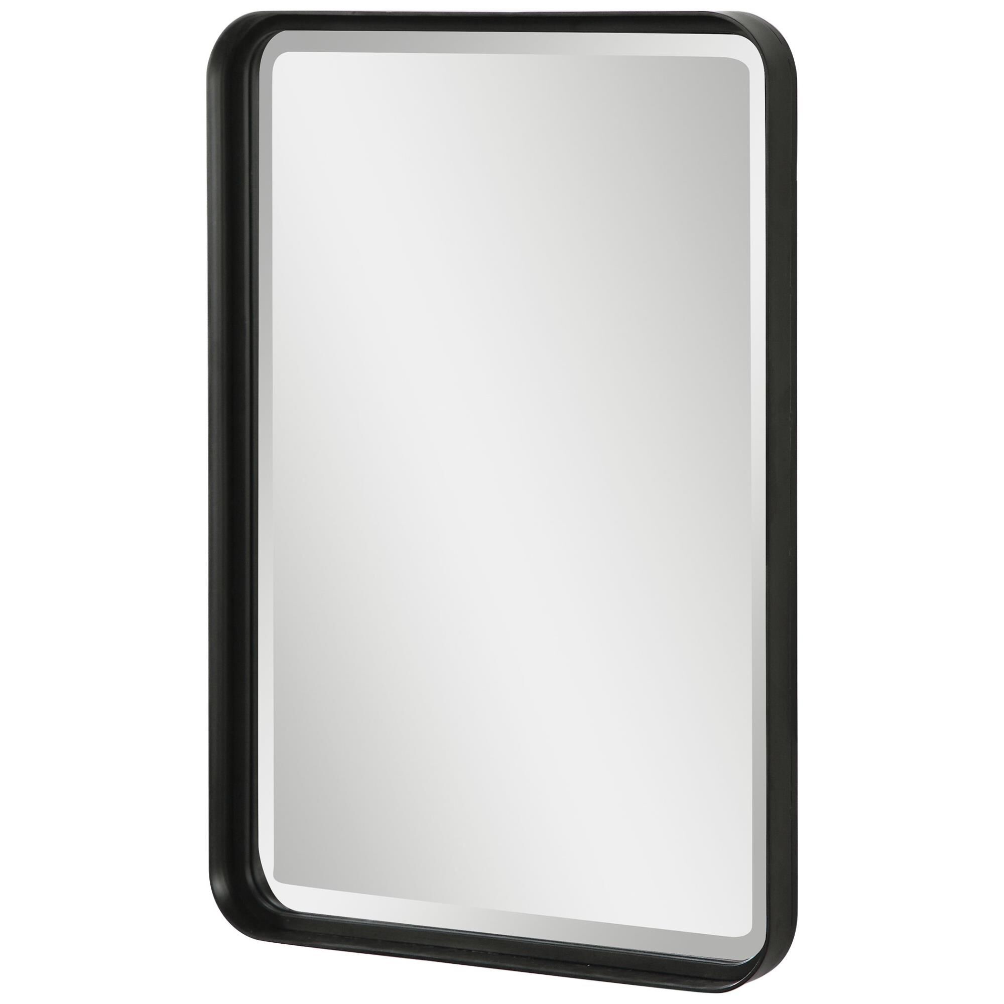 Shown in Versatile In Design, This Vanity Mirror Is Constructed From A Forged Metal Strap Finished In Matte B finish
