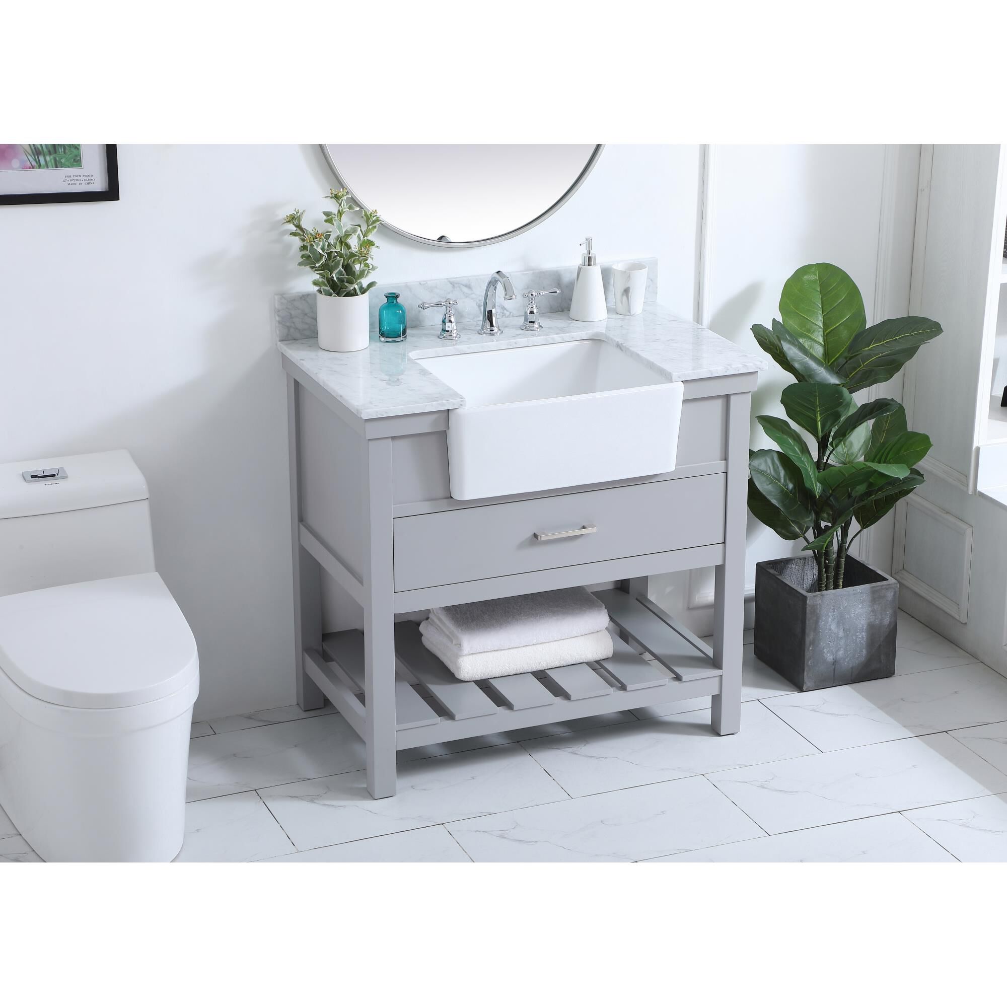 Shown in Grey finish and With Backsplash accent