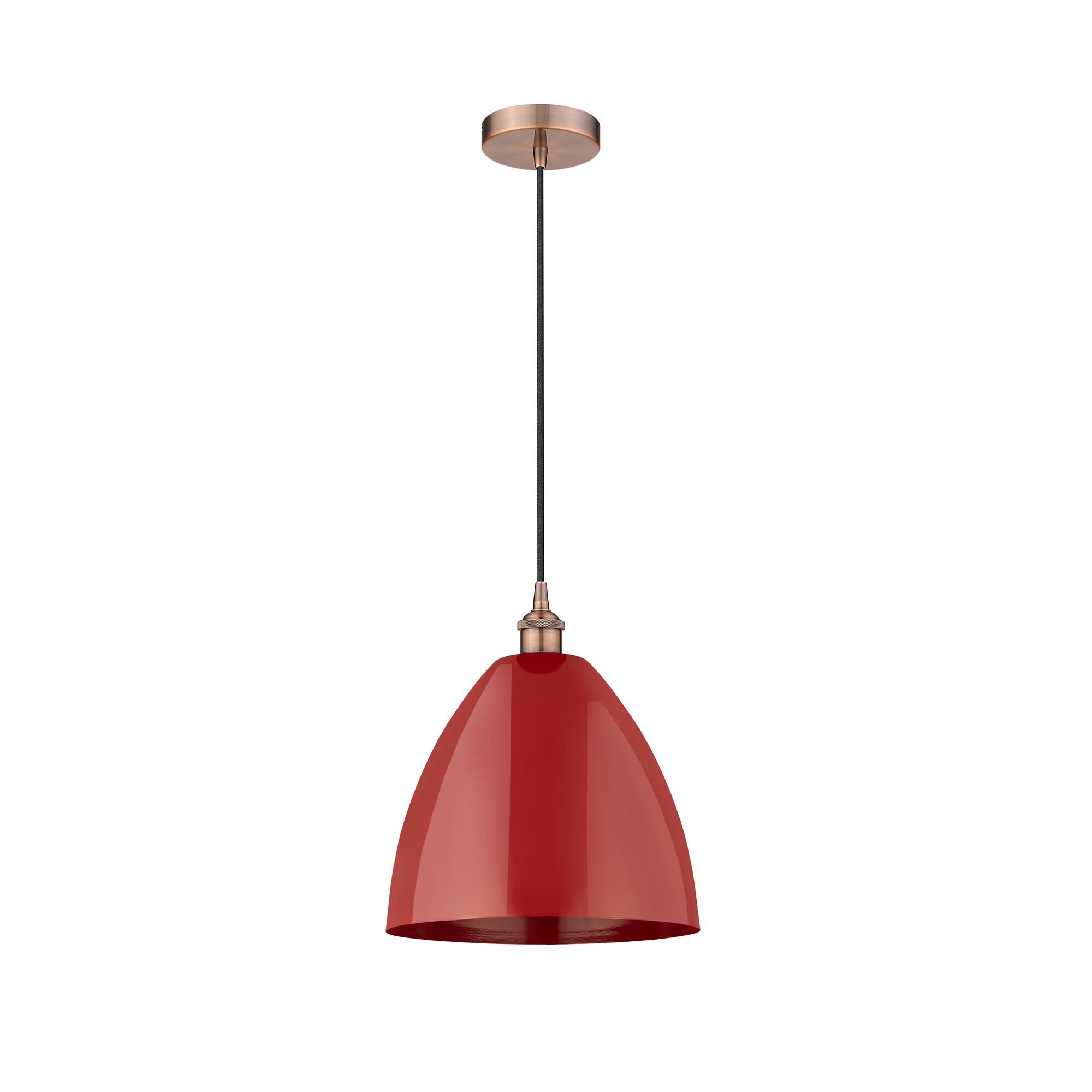 Shown in Antique Copper finish and Red Plymouth Dome shade
