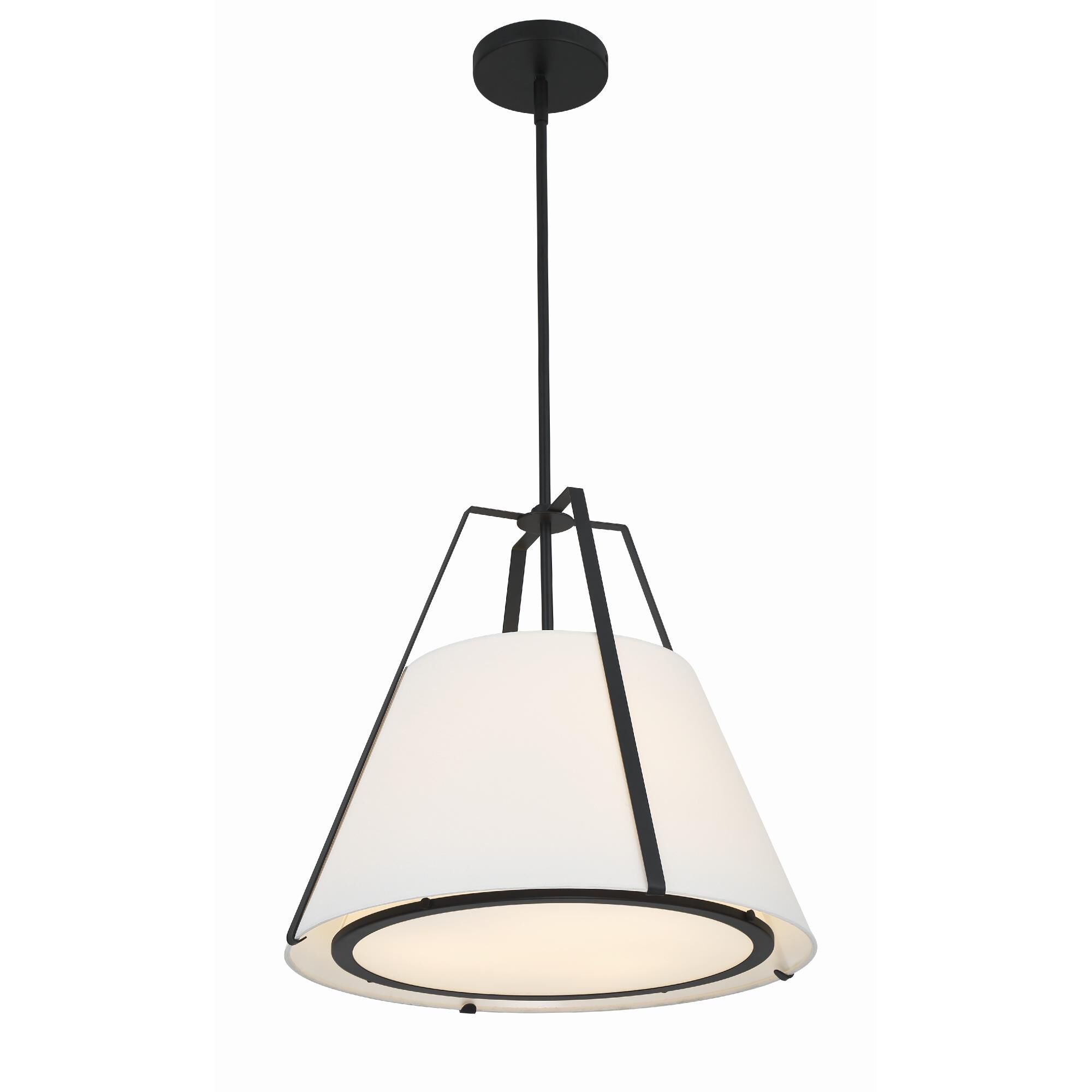 Shown in Black finish and Fabric glass and White shade