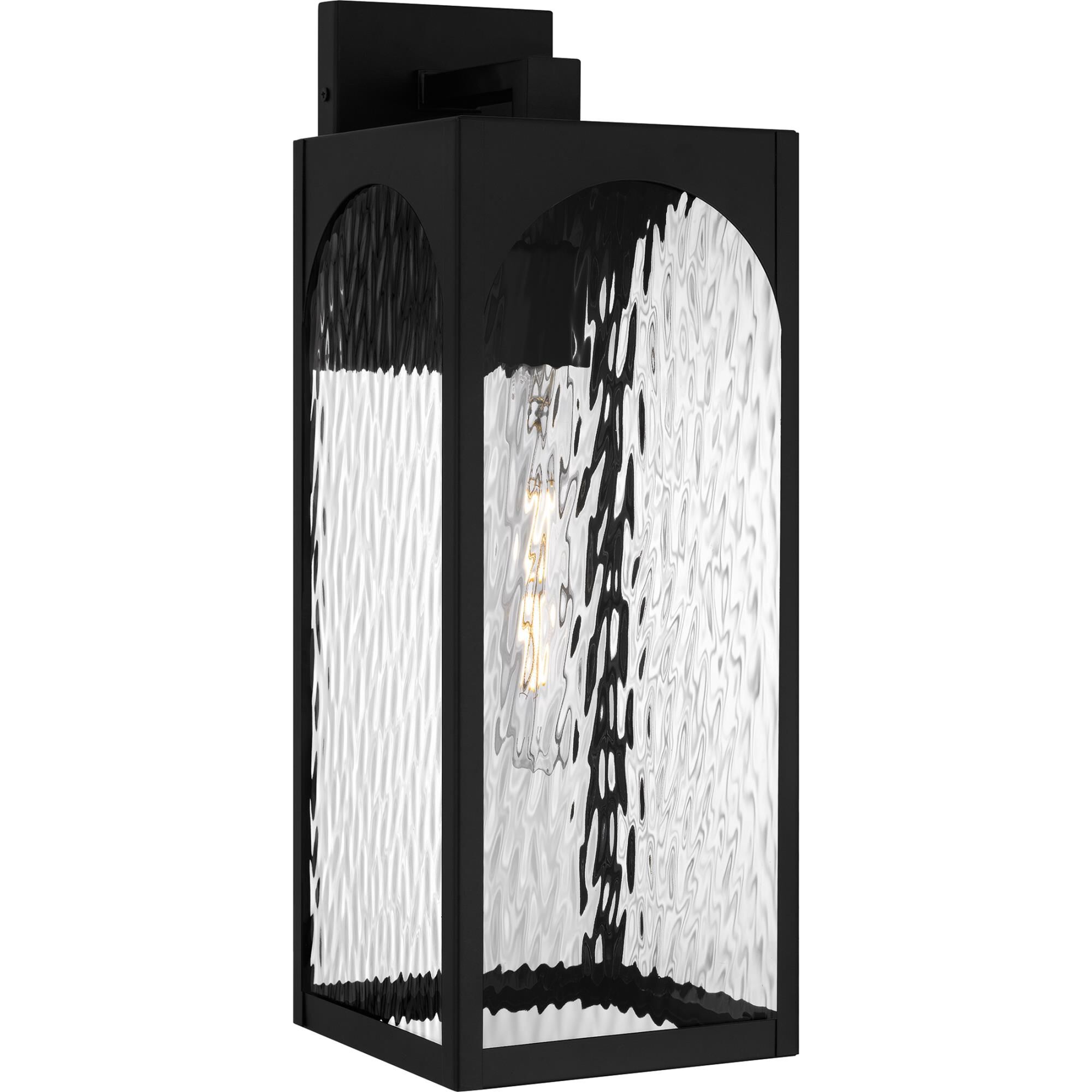 Shown in Matte Black finish and Clear Textured Glass shade
