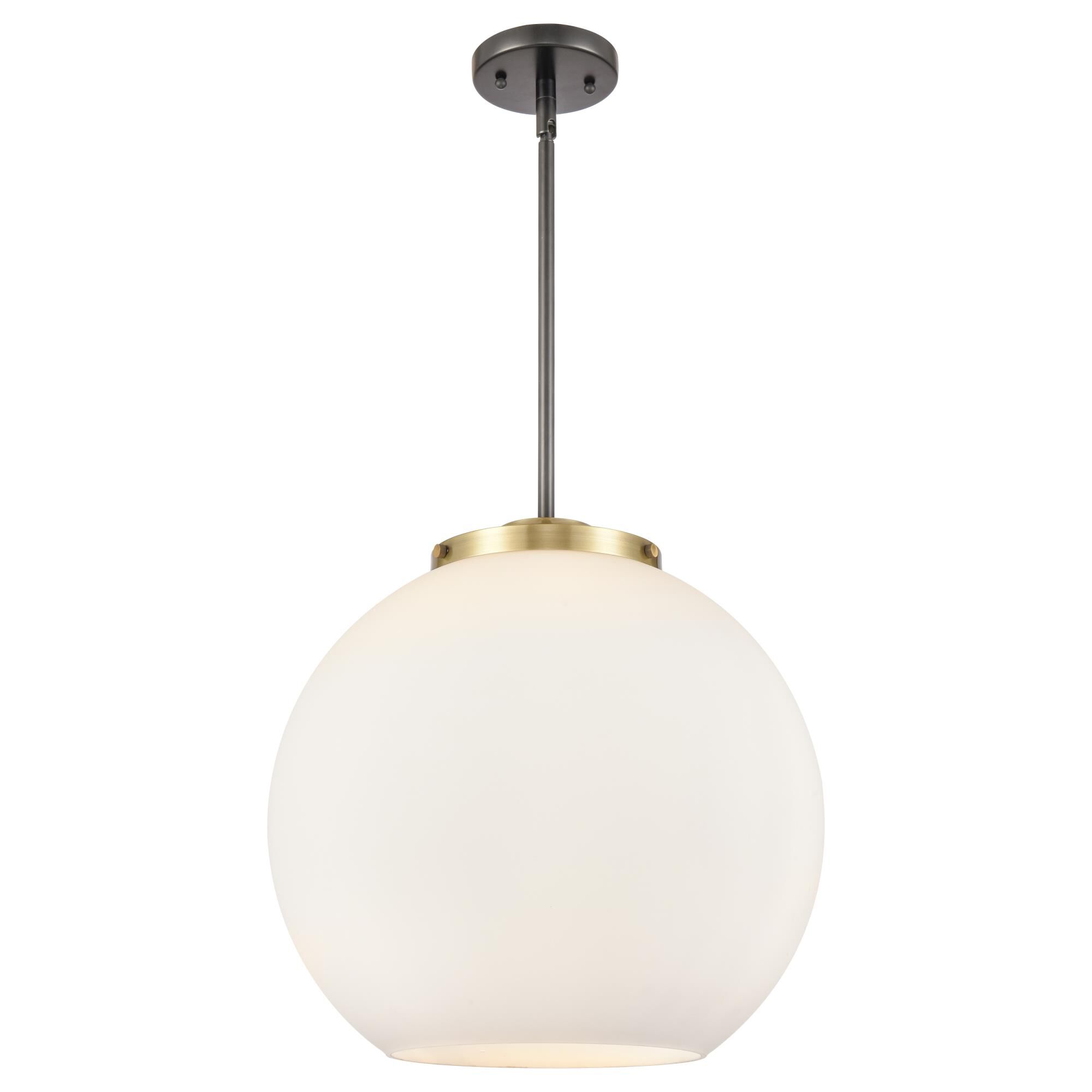 Shown in Black Antique Brass finish and Cased Matte White glass