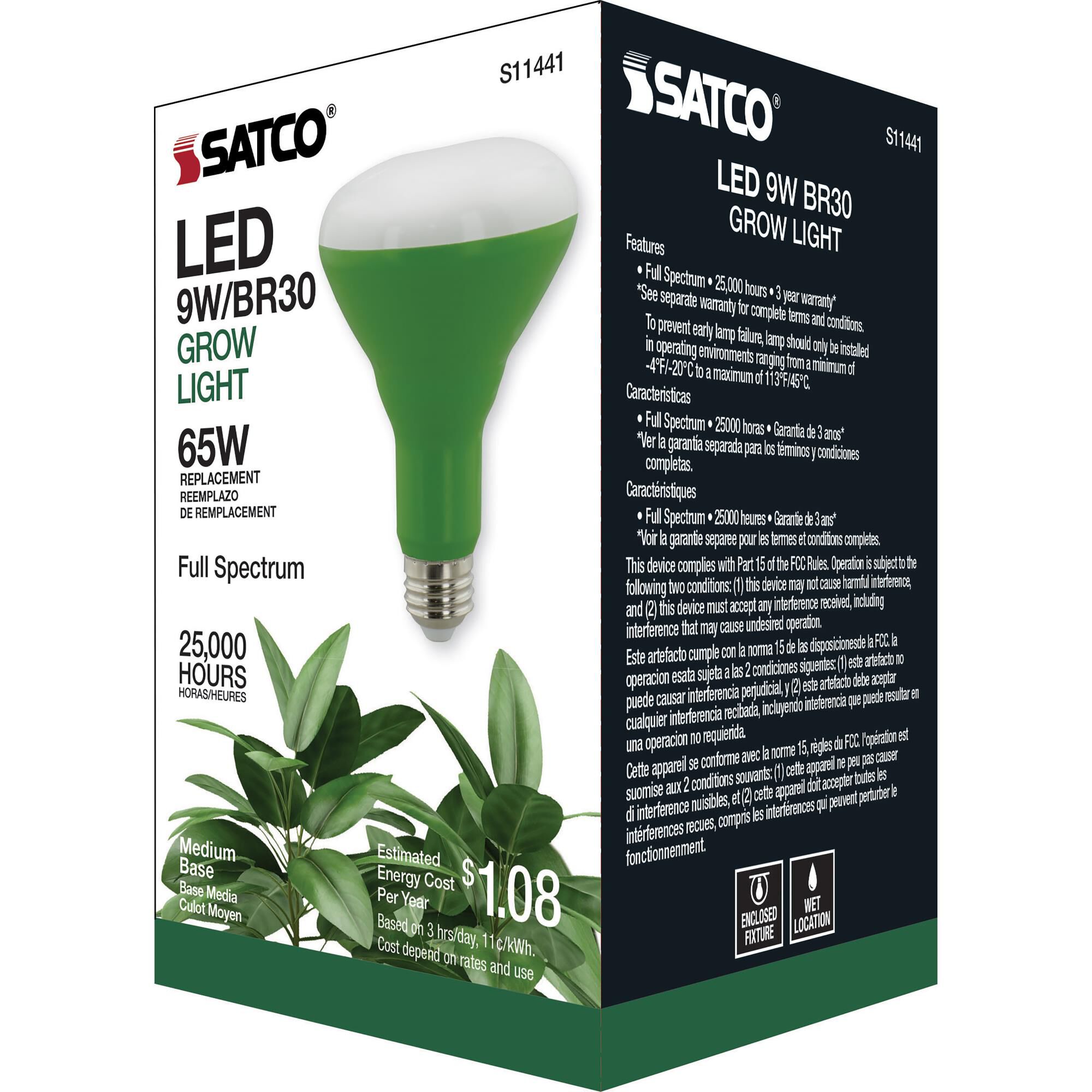 9 Watt 3500K BR30 LED Light Bulb by Satco