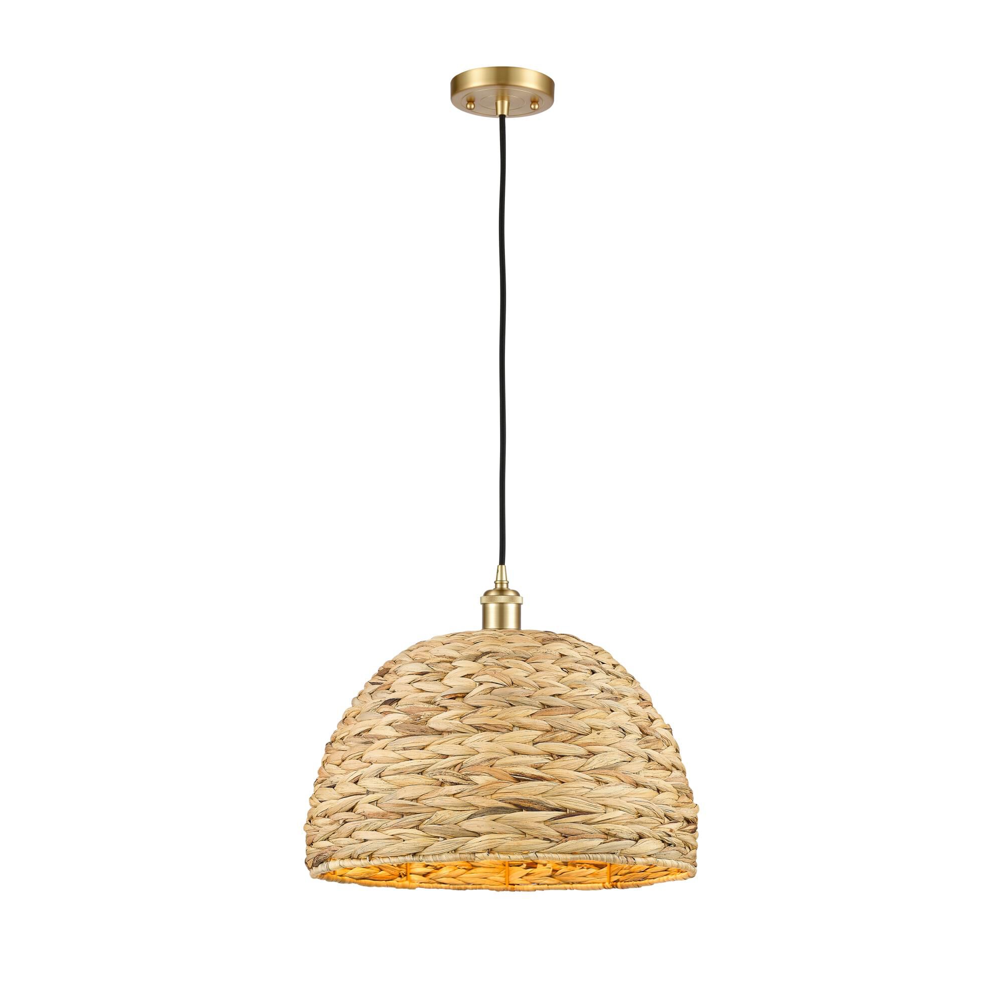 Bruno Marashlian Woven Rattan 16 Inch Large Pendant by Innovations Lighting