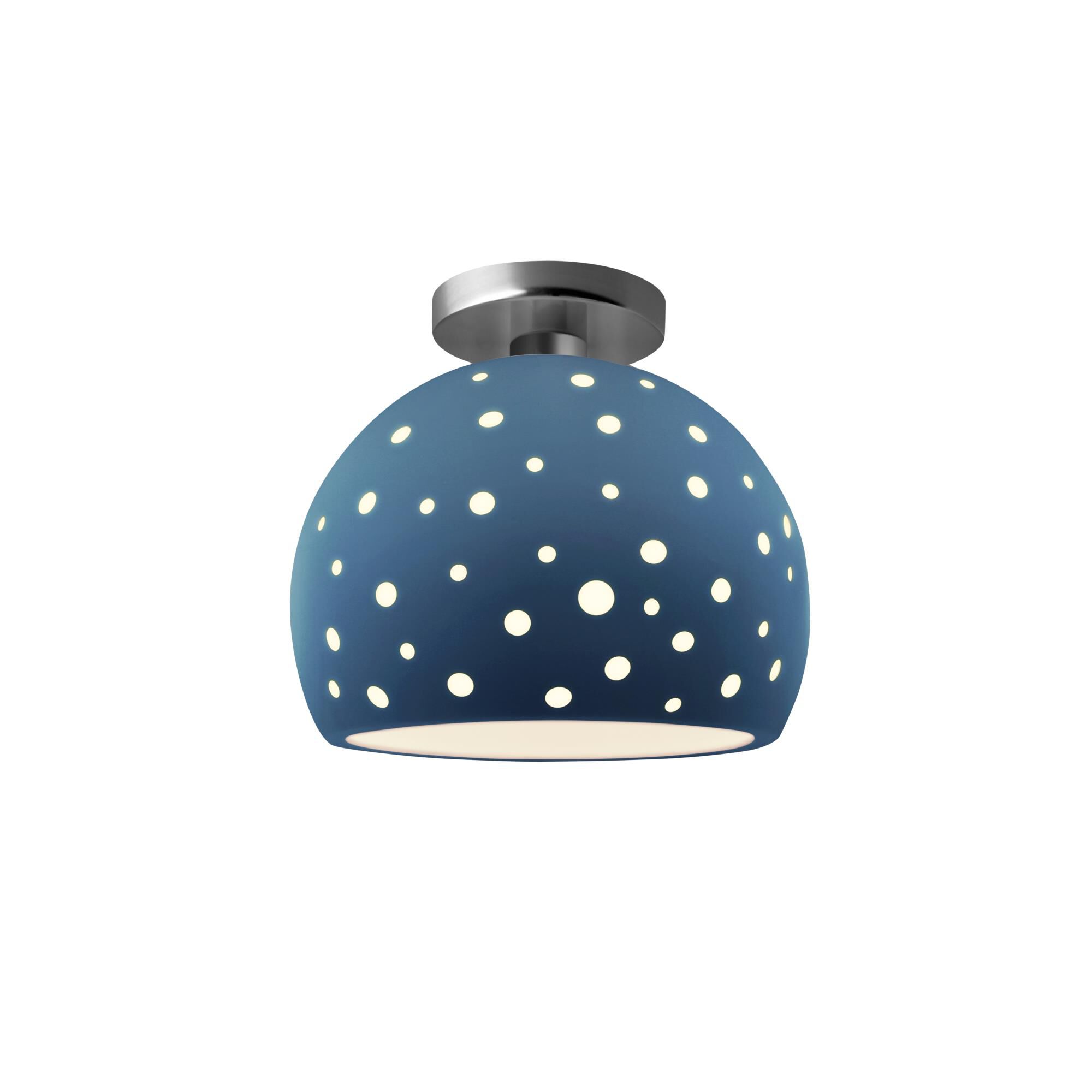 Shown in Brushed Nickel finish and Midnight Sky shade