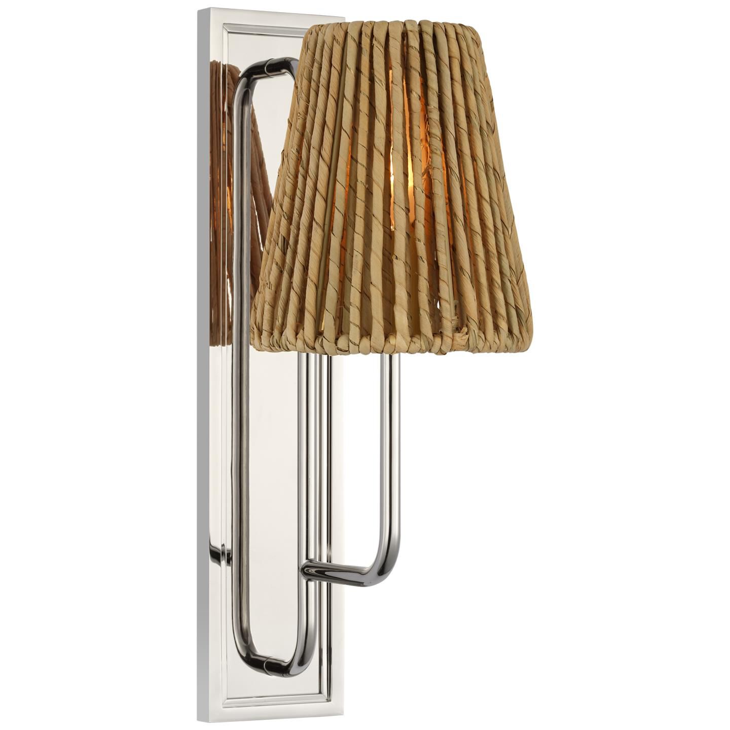 Shown in Polished Nickel finish and Natural Abaca shade