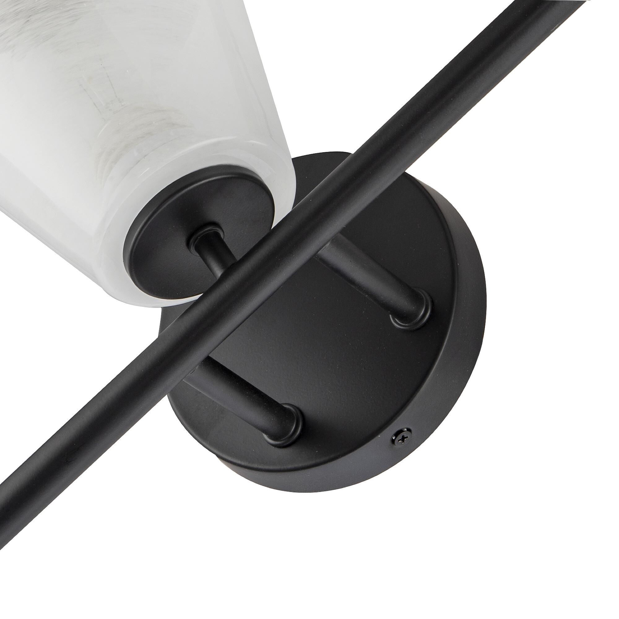 Shown in Black finish and Wispy White glass