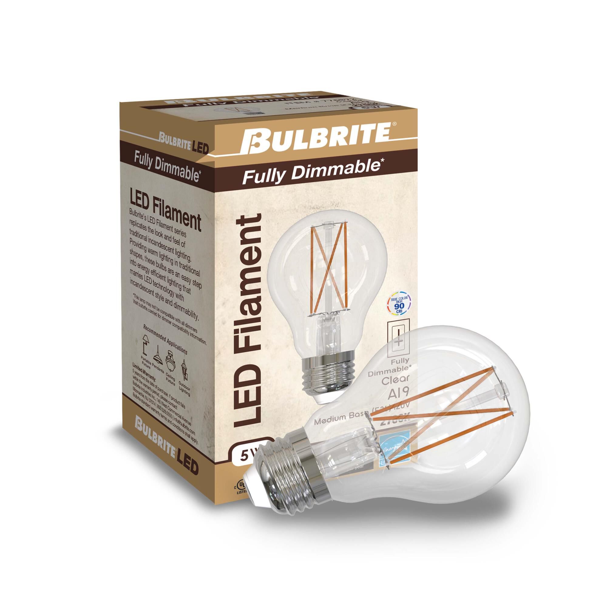 Dimmable 5 Watt 2700K A19 LED Light Bulb by Bulbrite