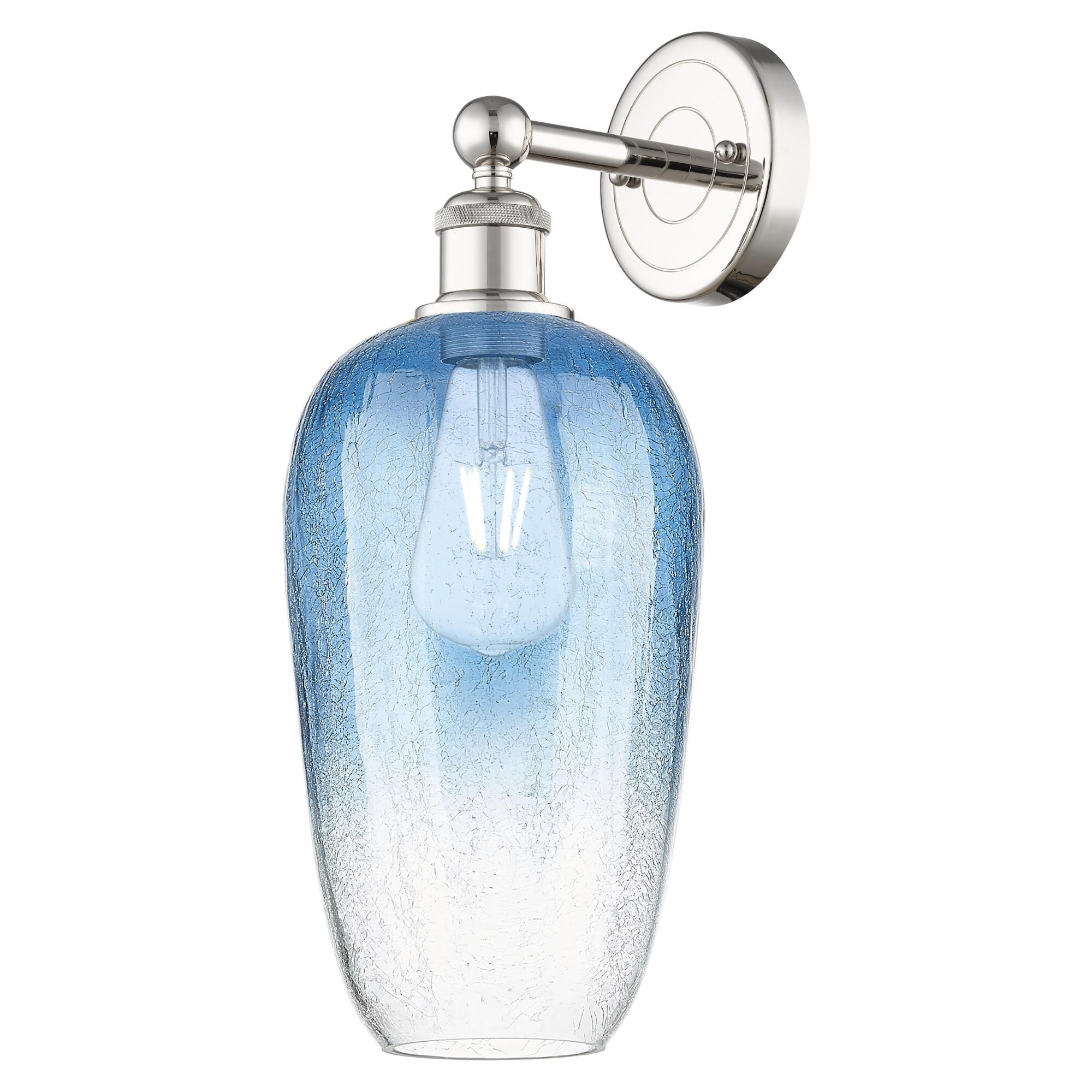 Shown in Polished Nickel finish and Sapphire Blue glass