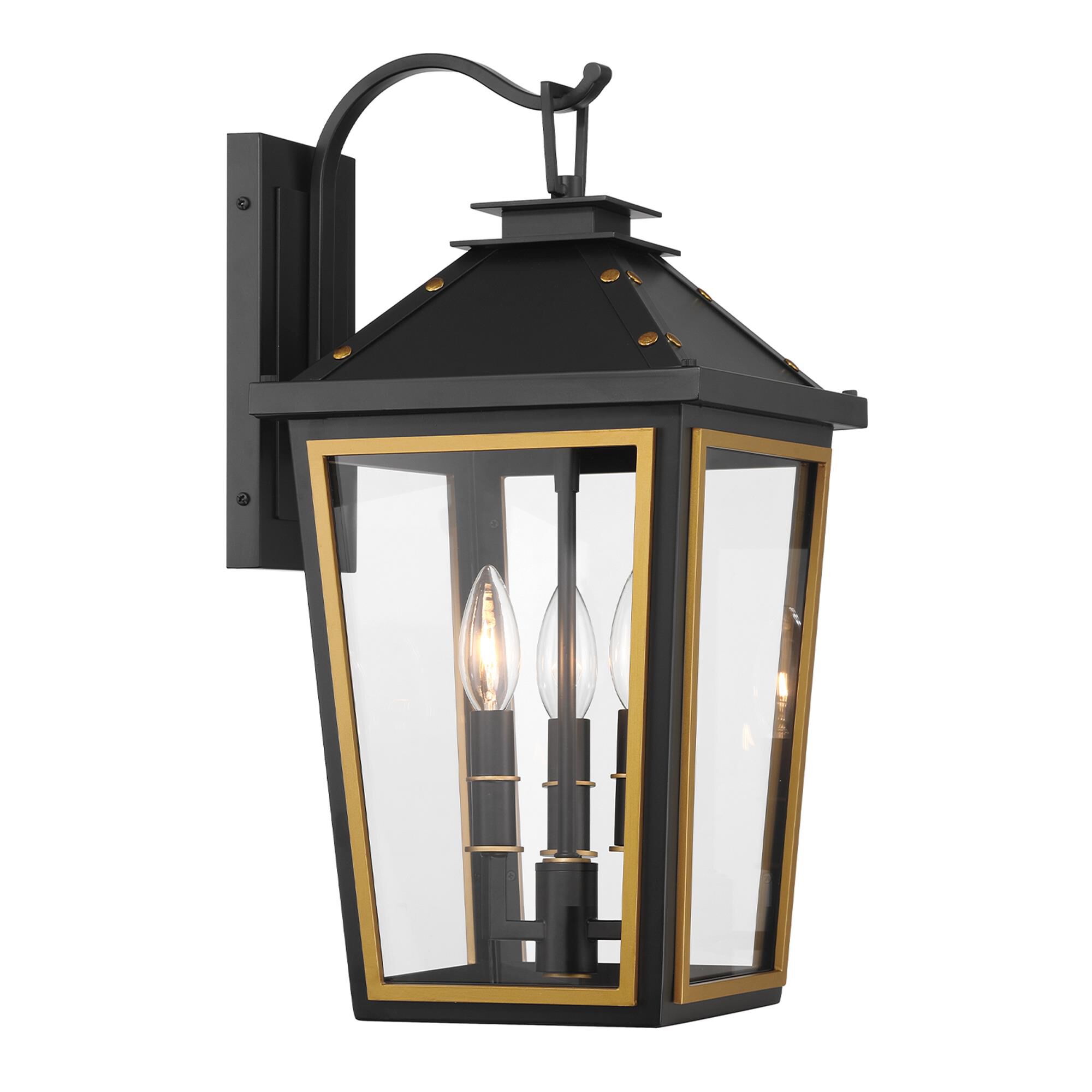Shown in Matte Black and Textured Gold finish and Clear glass
