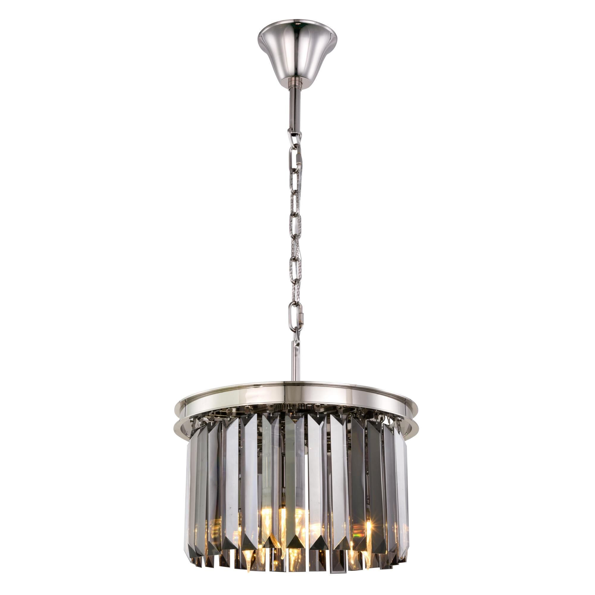 Shown in Polished Nickel finish and Royal Cut crystal and Silver Shade (Grey) accent