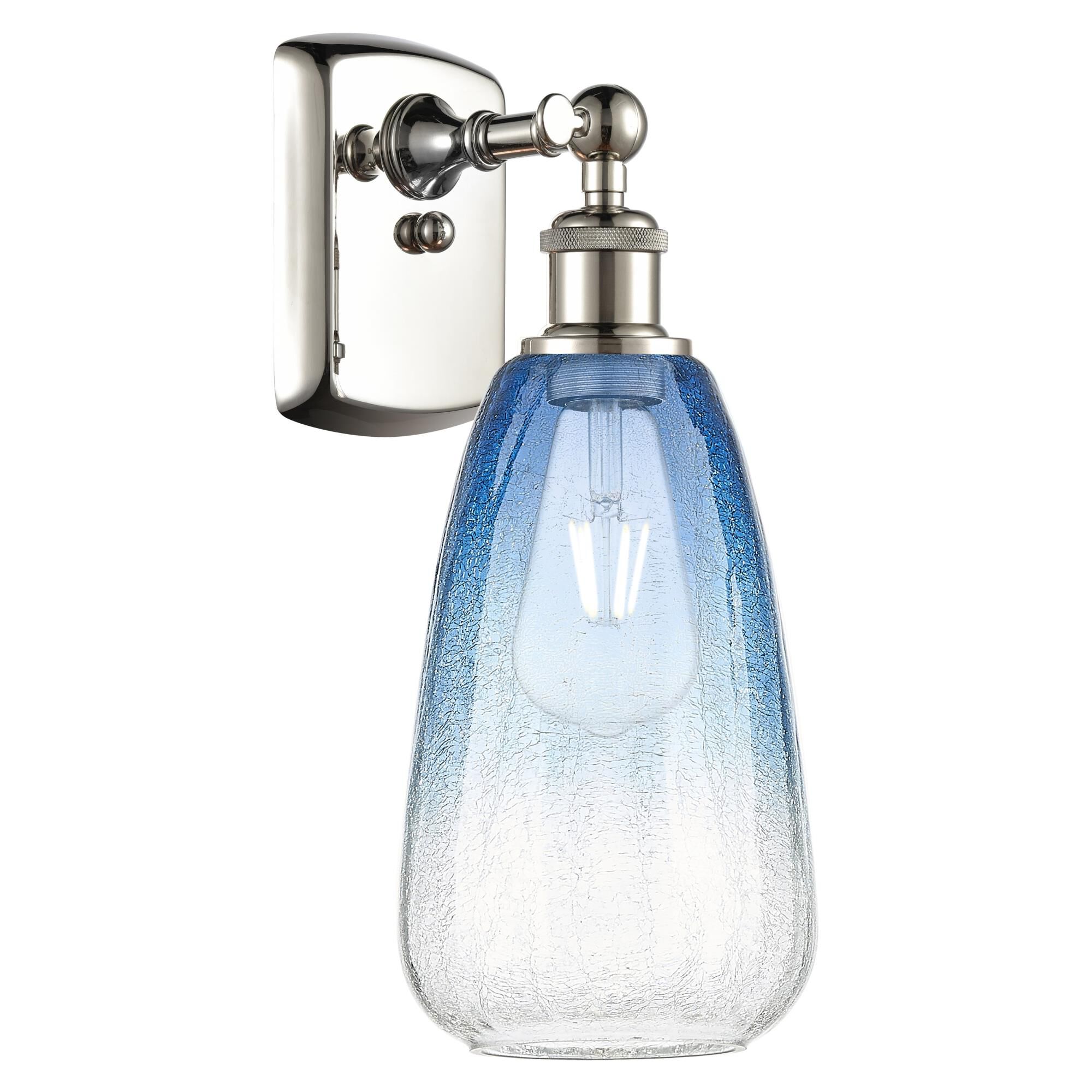 Shown in Polished Nickel finish and Sapphire Blue glass