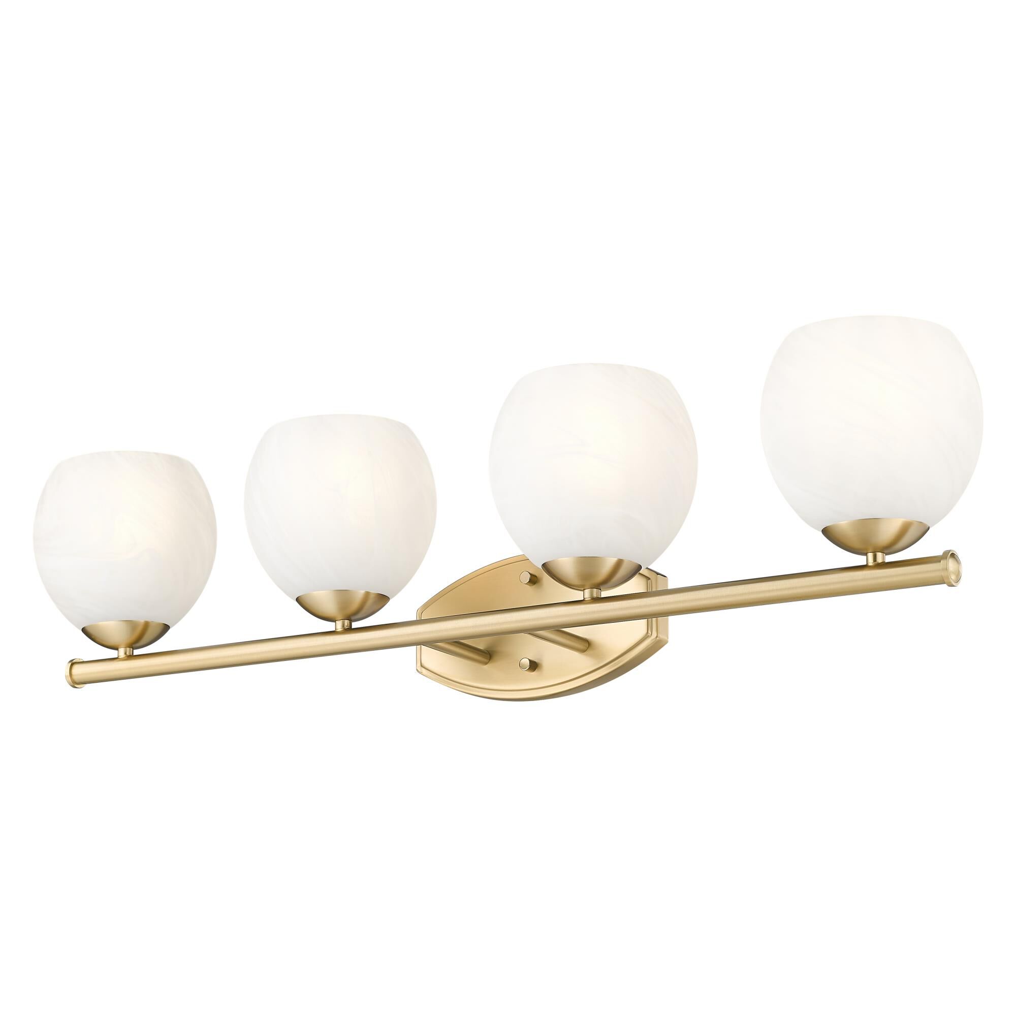 Shown in Modern Gold finish and Feathered White glass