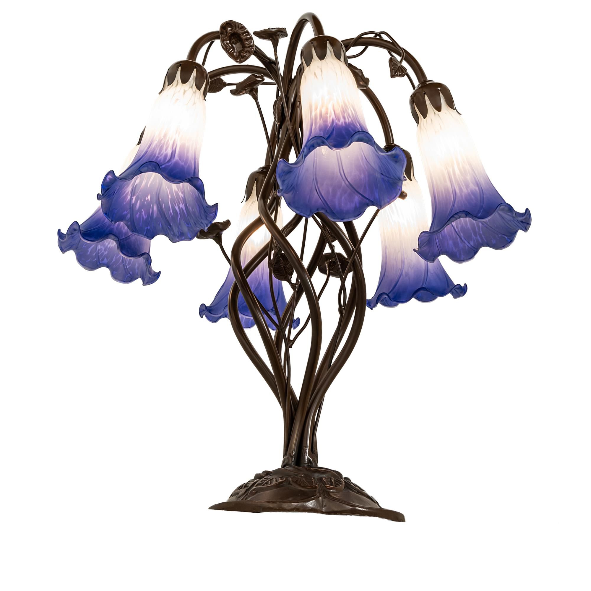 Shown in Mahogany Bronze finish and Blue;White glass