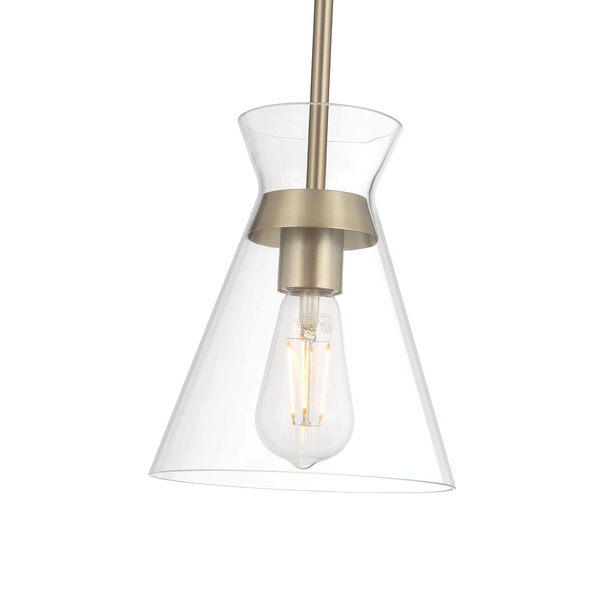 Shown in Modern Gold finish and Clear glass