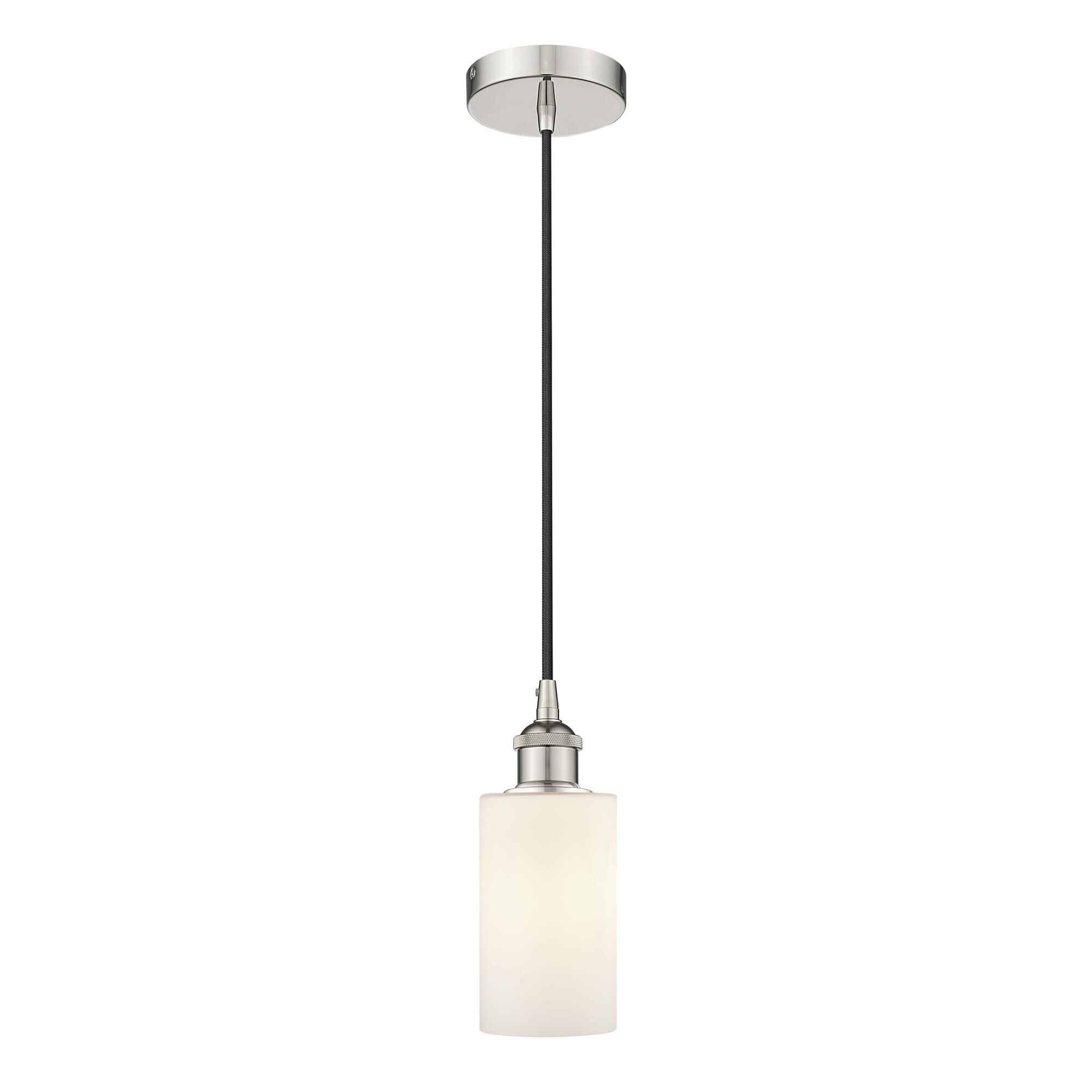 Shown in Polished Nickel finish and Matte White glass