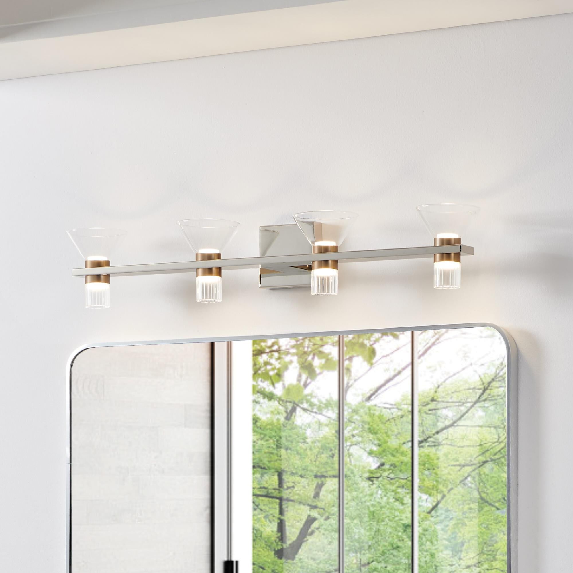 Shown in Polished Nickel finish and Clear, Clear Ribbed glass