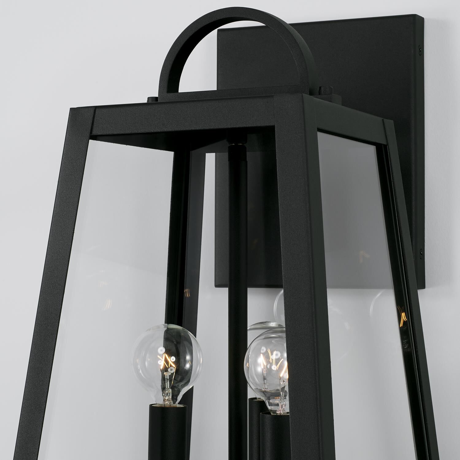Shown in Black finish and Clear glass