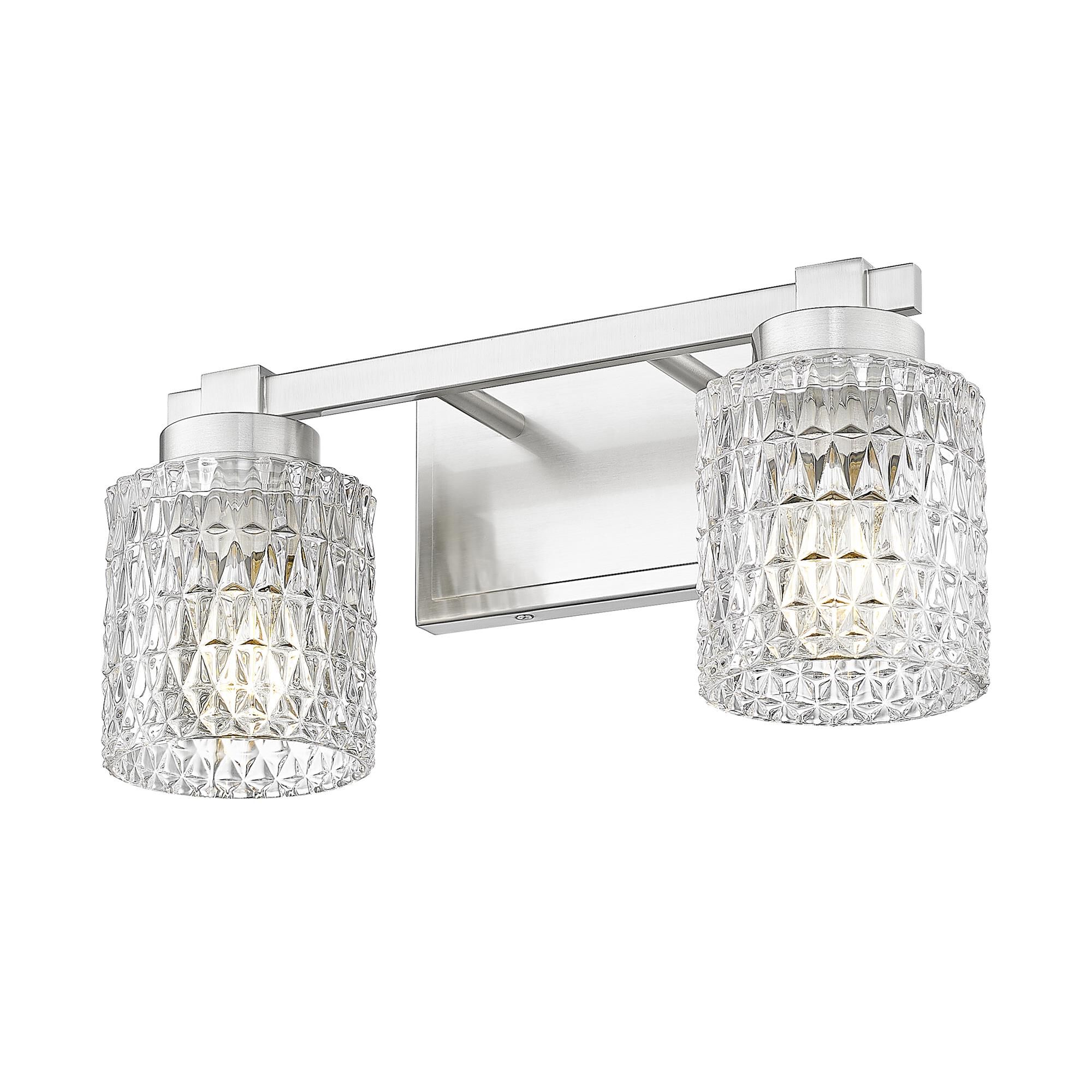 Shown in Brushed Nickel finish and Clear Diamond glass