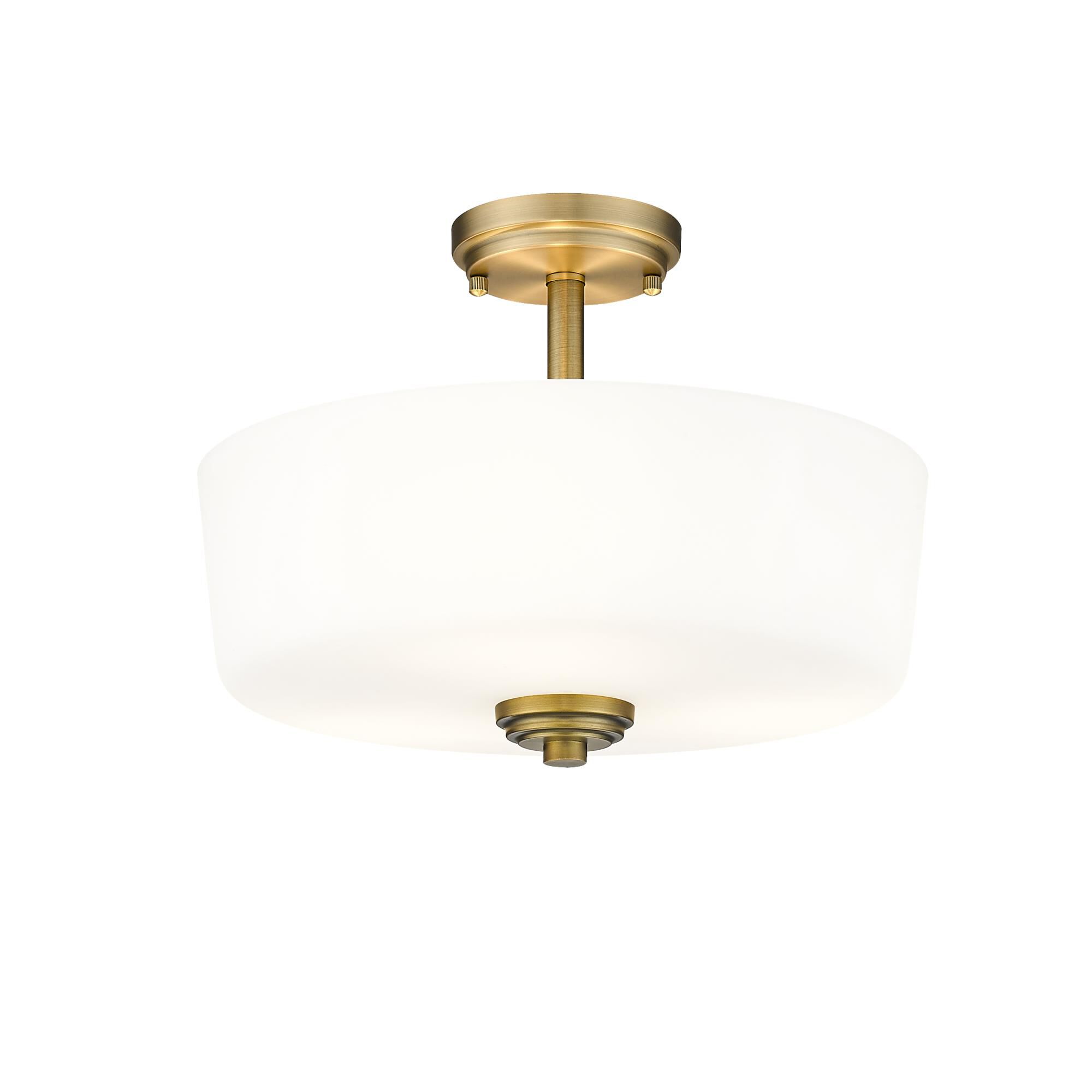 Shown in Heritage Brass finish and Glass shade
