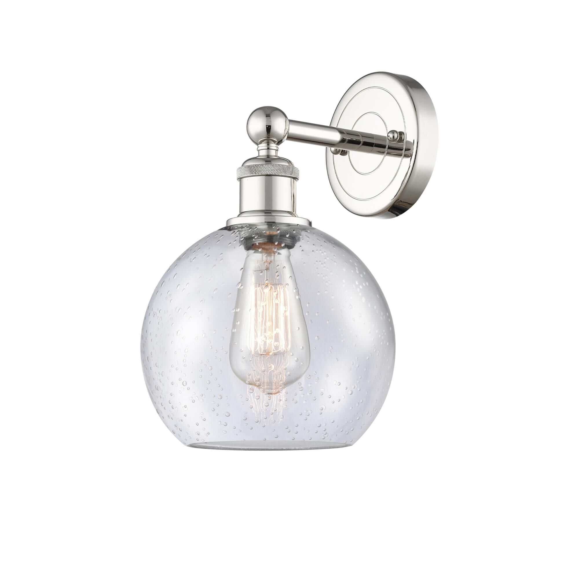 Shown in Polished Nickel finish and Seedy glass