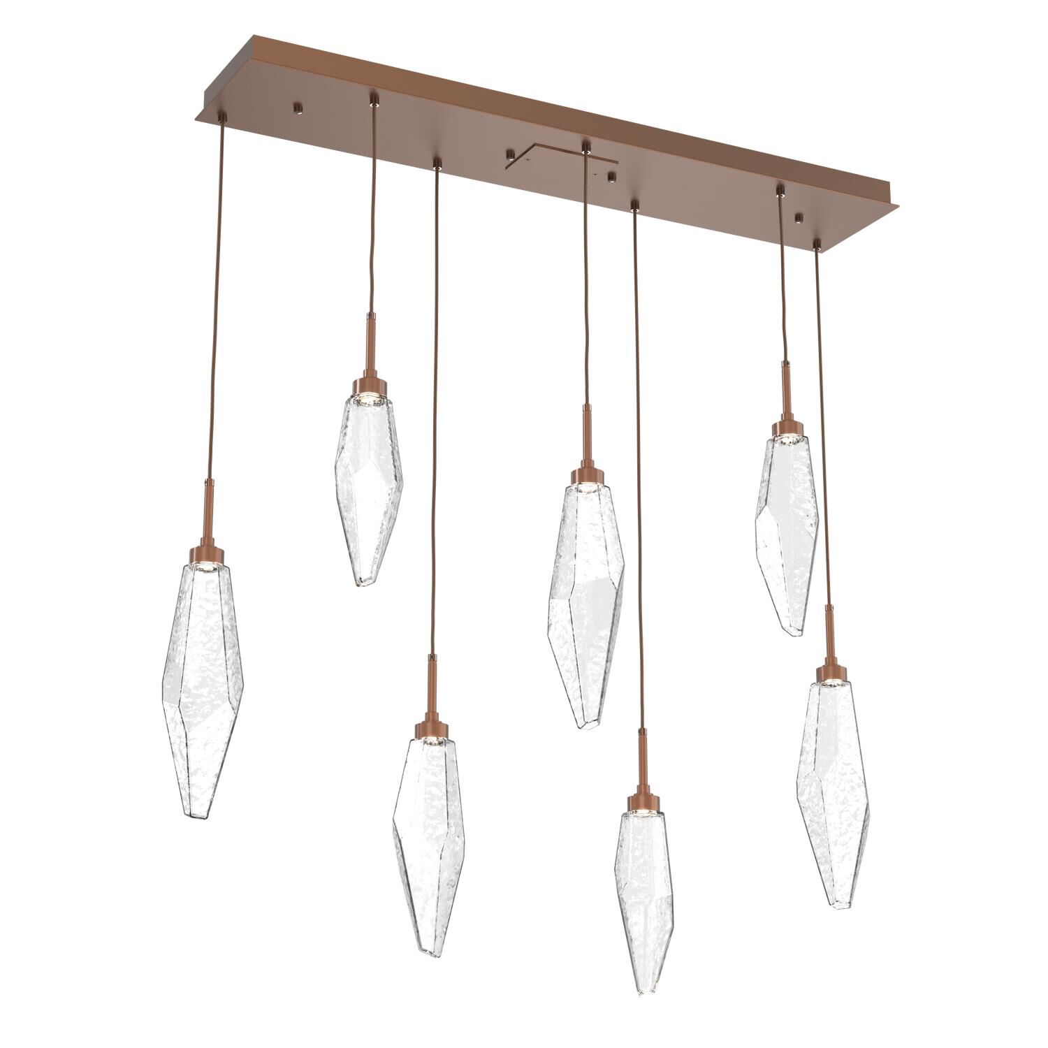 Shown in Burnished Bronze finish and Chilled Blown And Clear glass