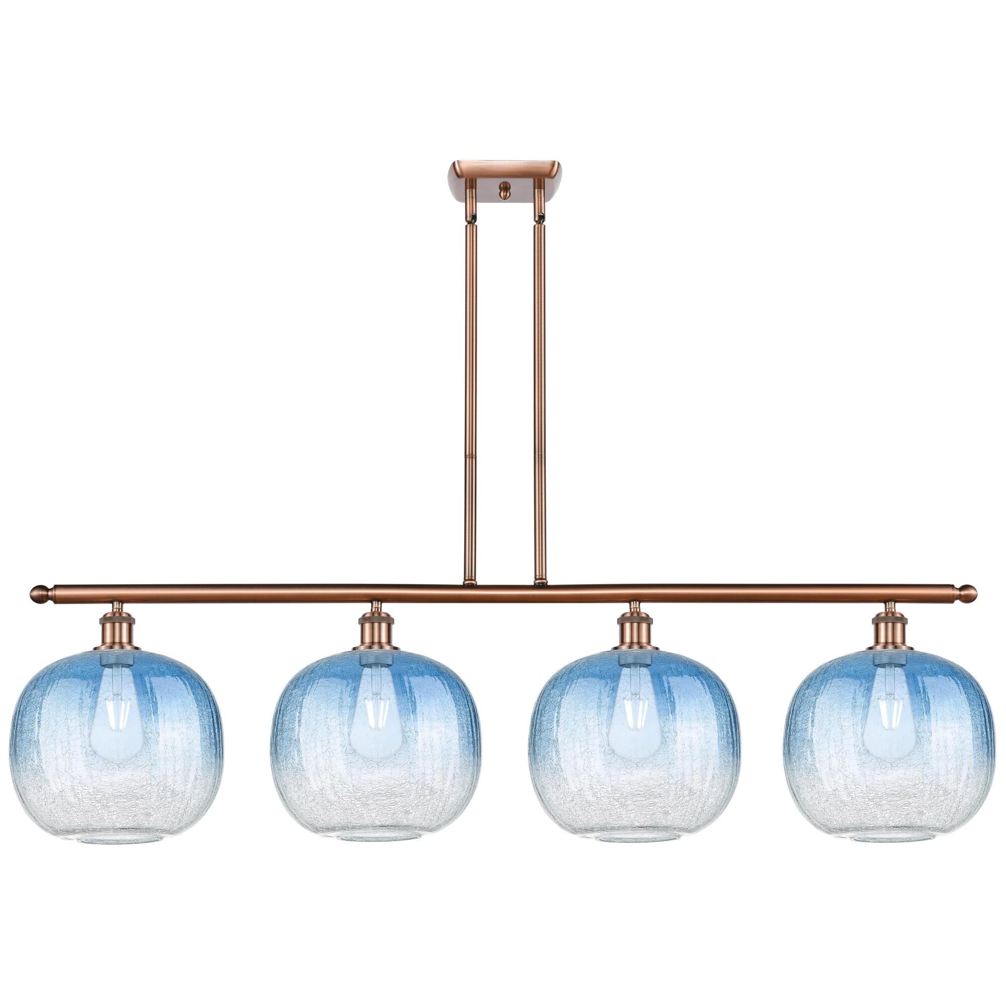 Shown in Antique Copper finish and Sapphire Blue glass