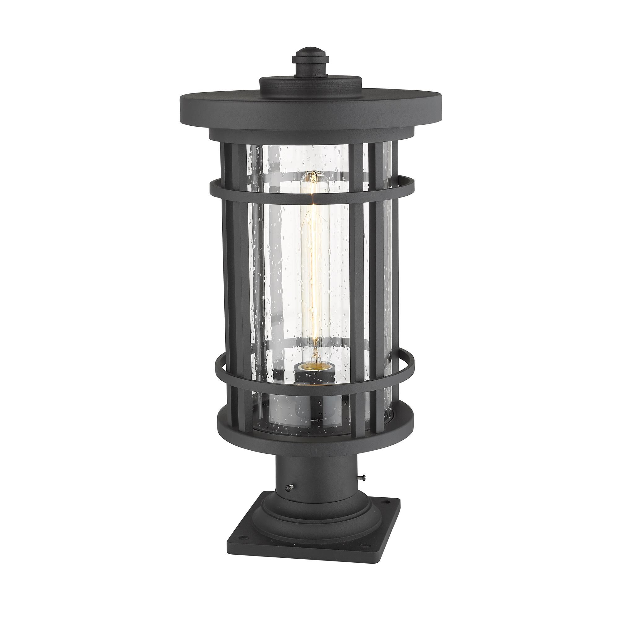 Shown in Black finish and Glass shade