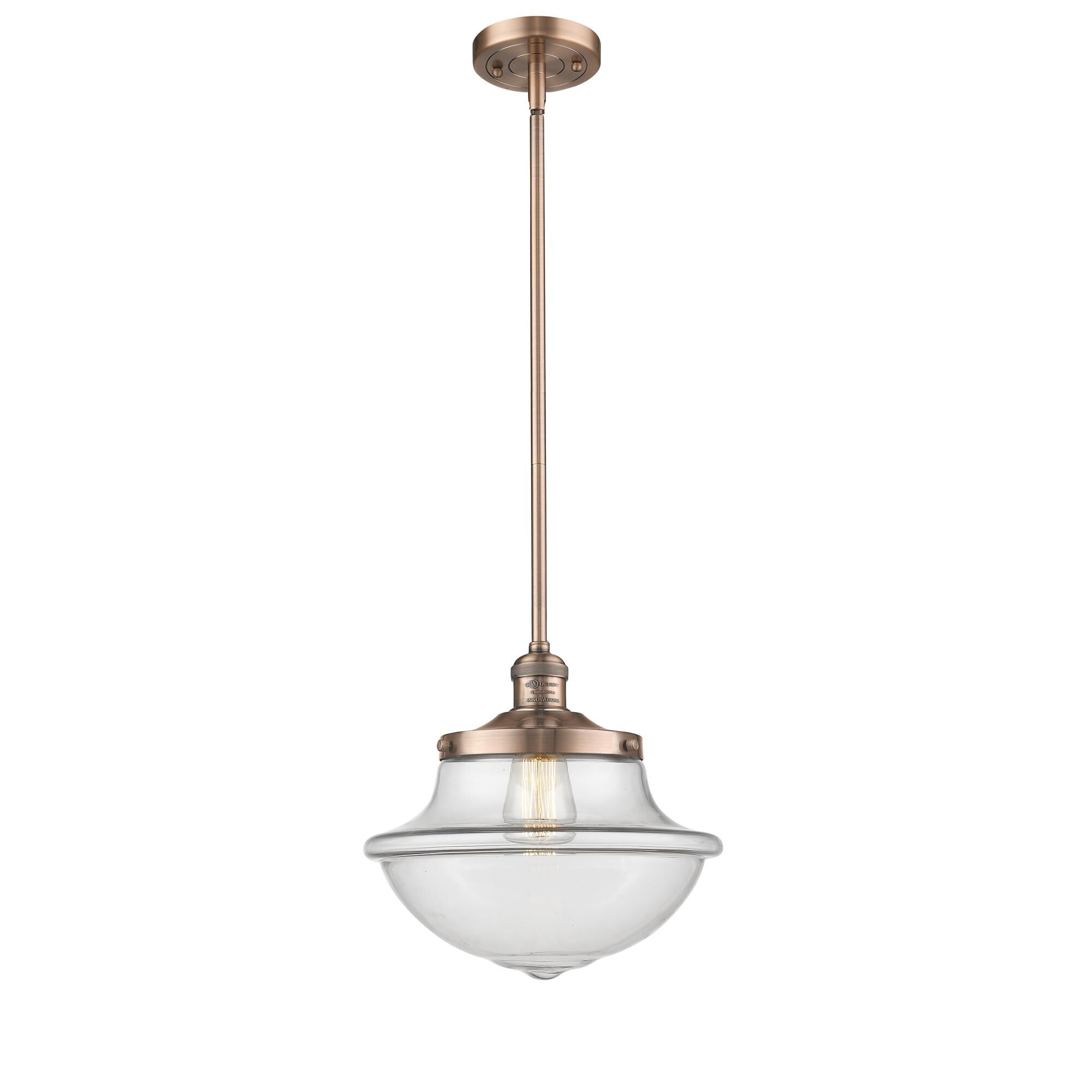 Shown in Antique Copper finish and Clear glass