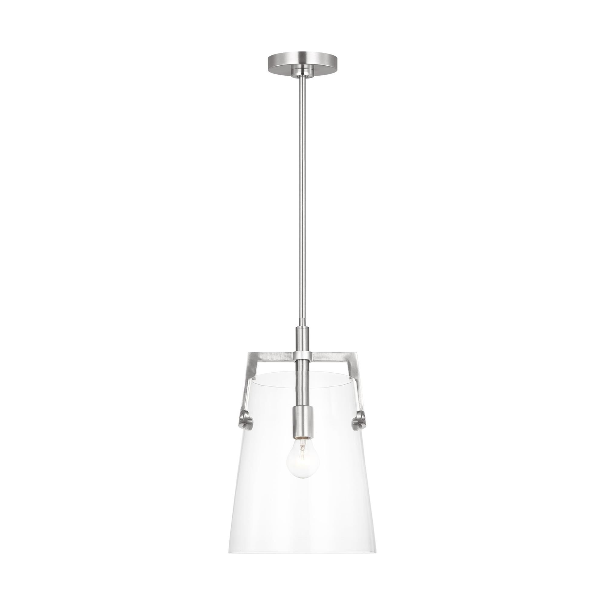 Shown in Brushed Nickel finish and Clear glass