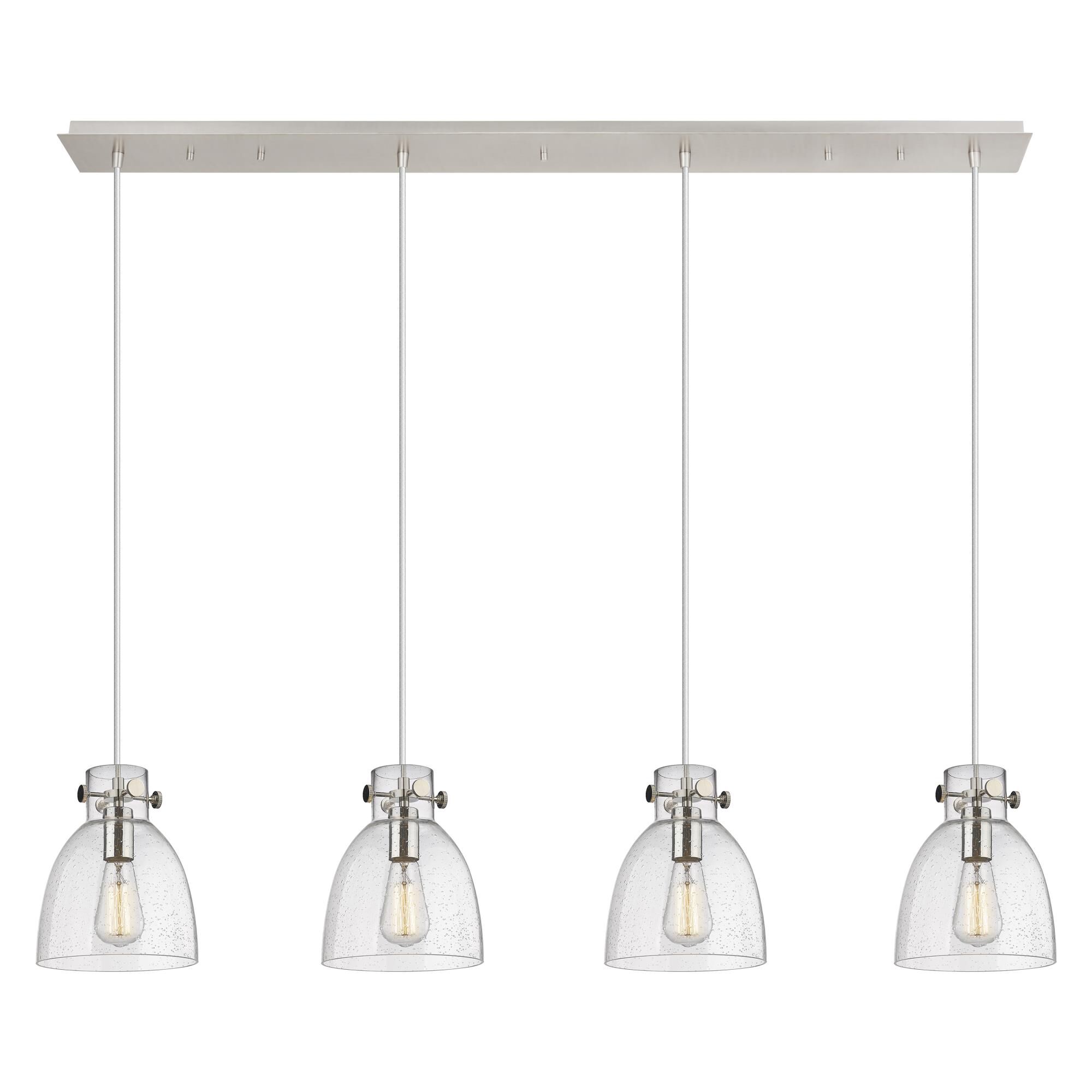 Shown in Polished Nickel finish and Seedy glass and Seedy Glass shade