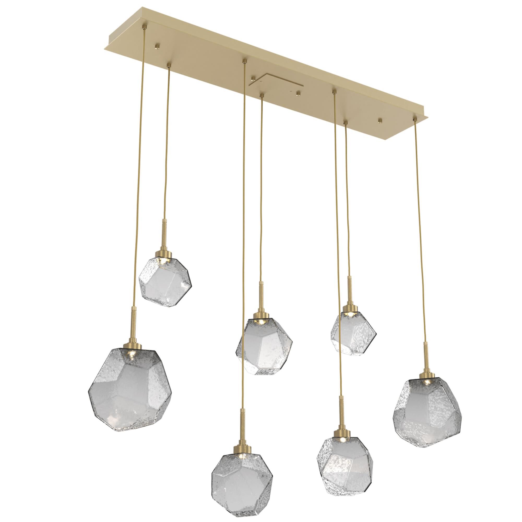 Shown in Gilded Brass finish and Smoke glass