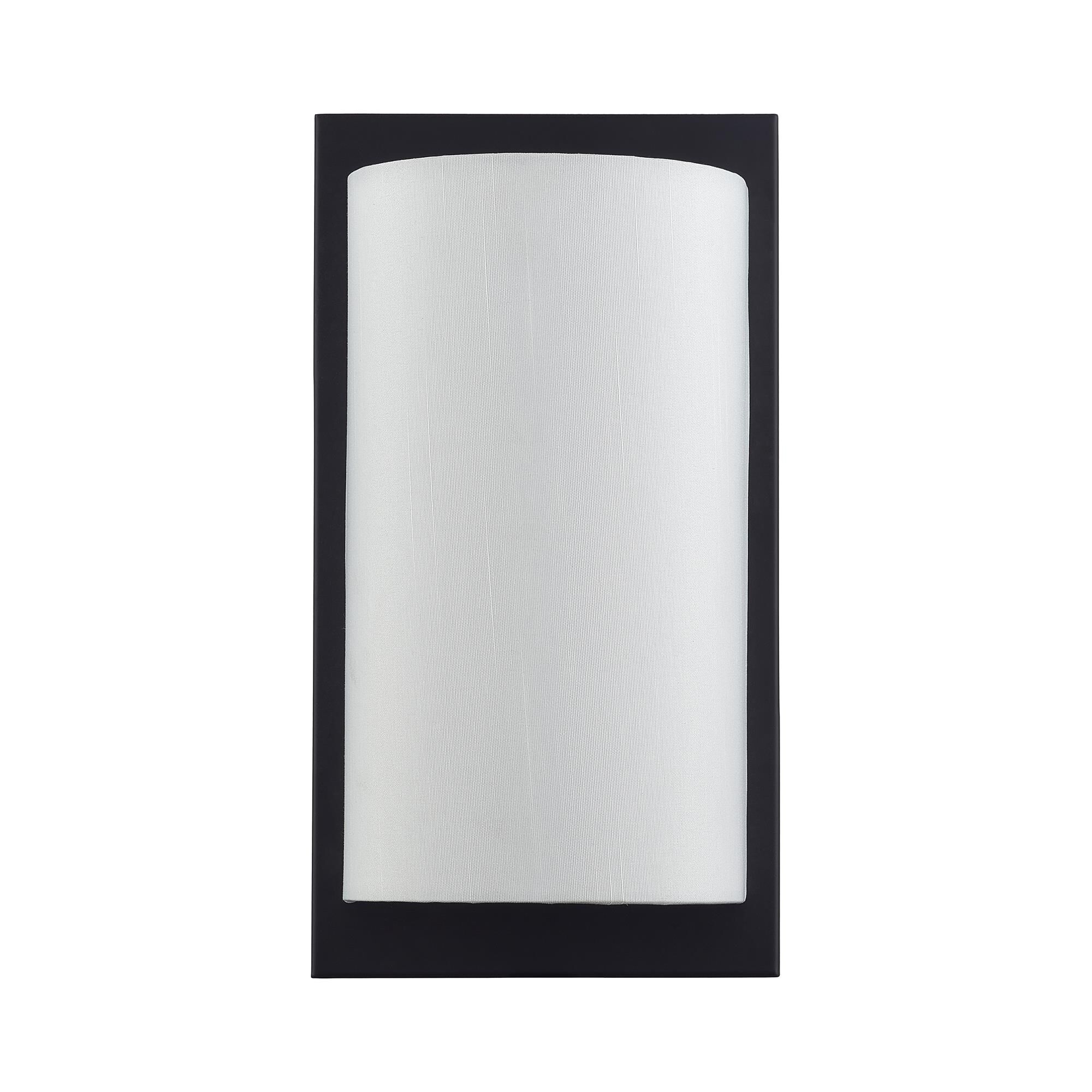 Shown in Black finish and Hand Crafted Off-White Fabric Hardback shade