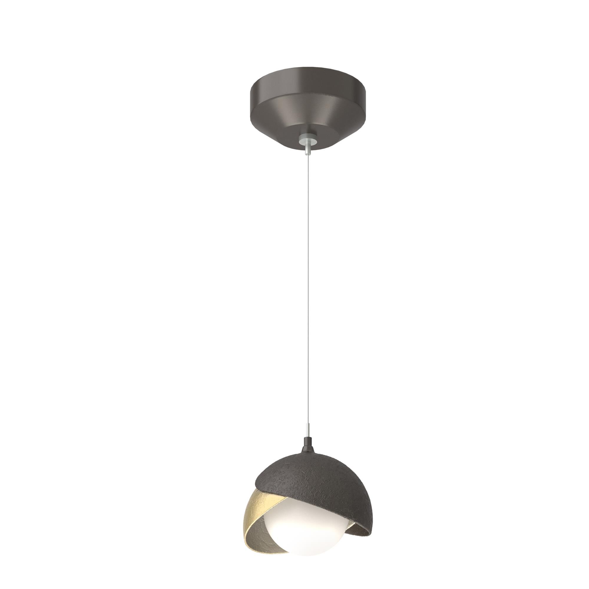 Shown in Oil Rubbed Bronze finish and Opal glass and Modern Brass  accent