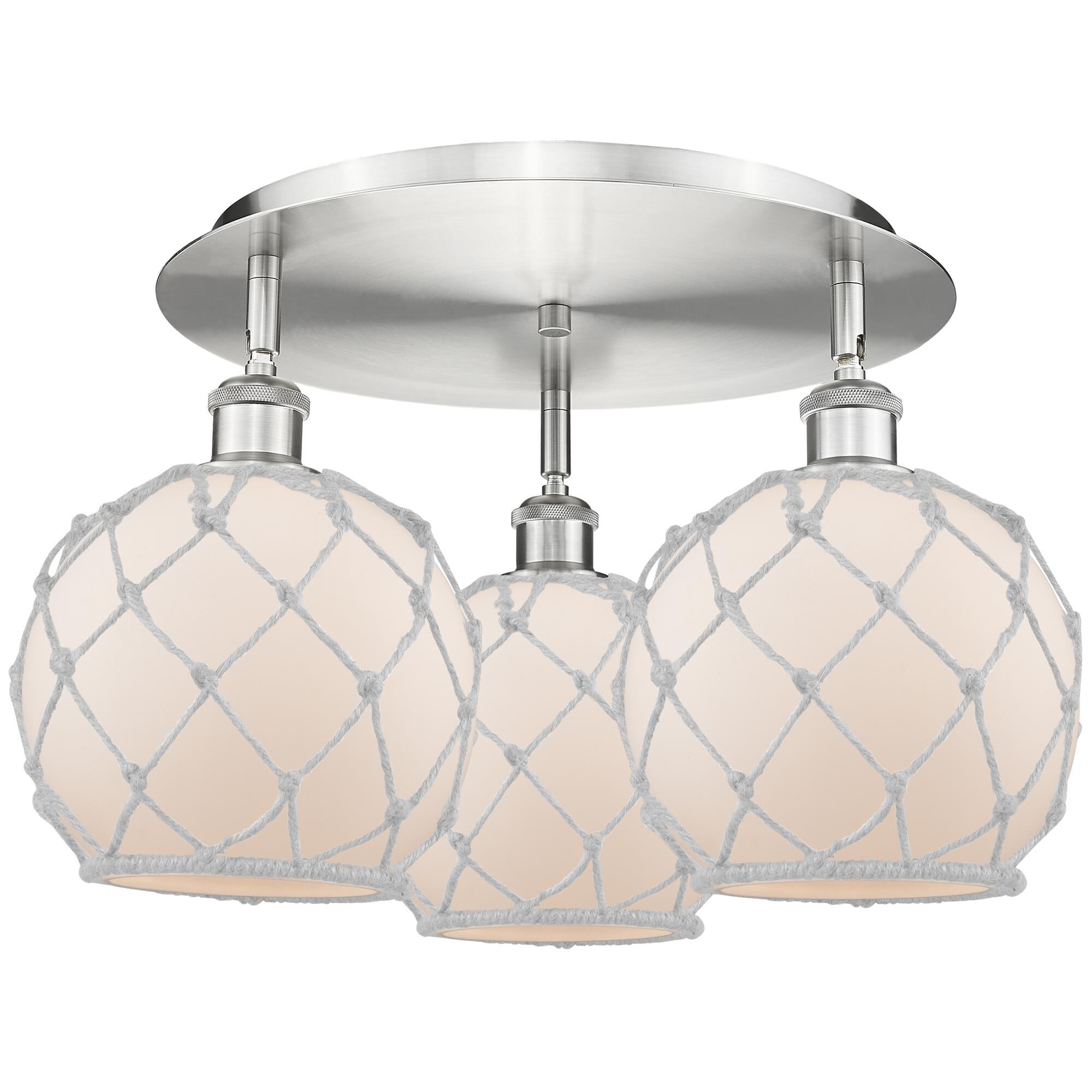Shown in Satin Nickel finish and White with White Rope glass