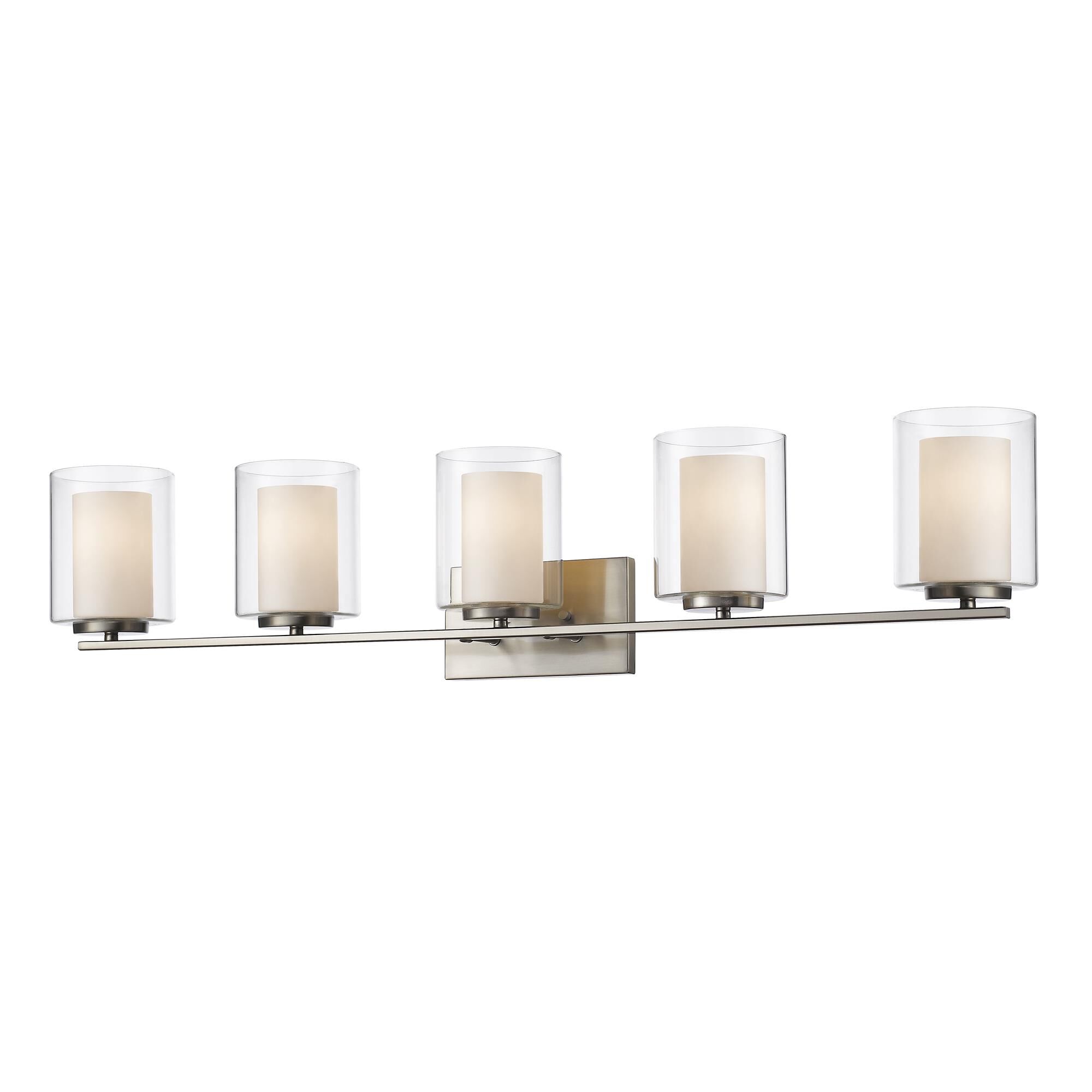 Shown in Brushed Nickel finish and Glass shade