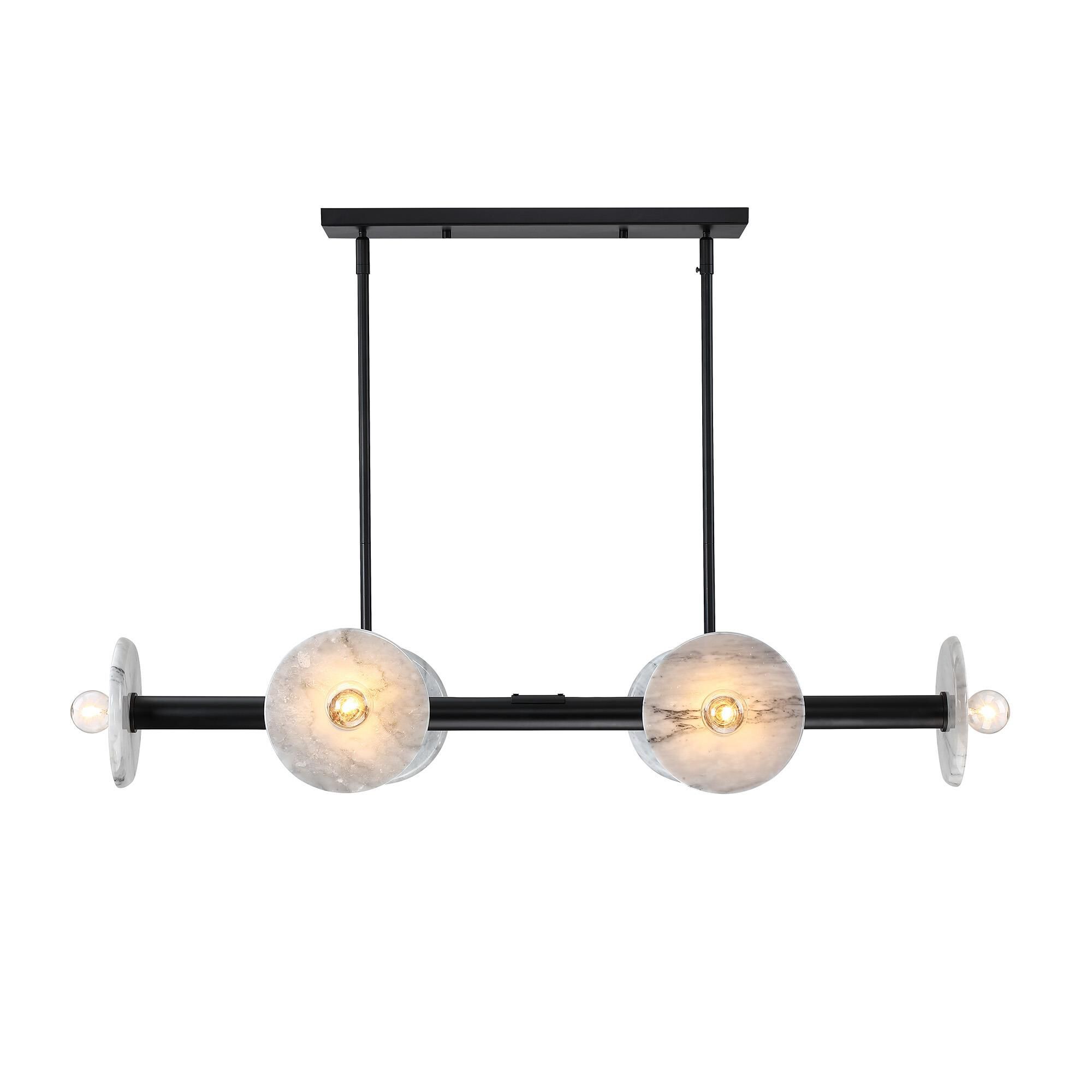 Shown in Matte Black finish and Natural Marble shade