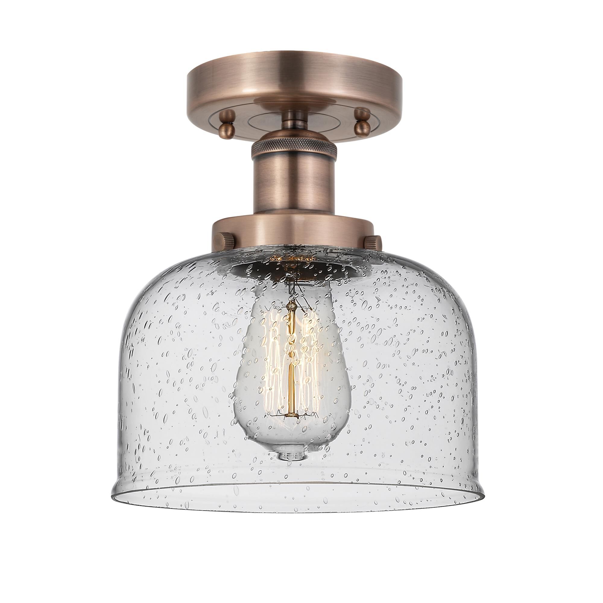 Shown in Antique Copper finish and Seedy glass