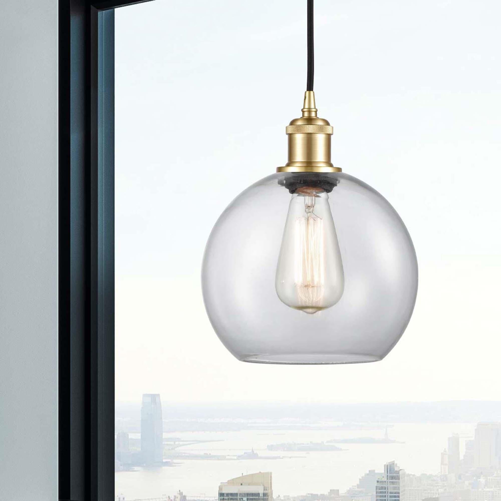 Shown in Satin Gold finish and Clear glass