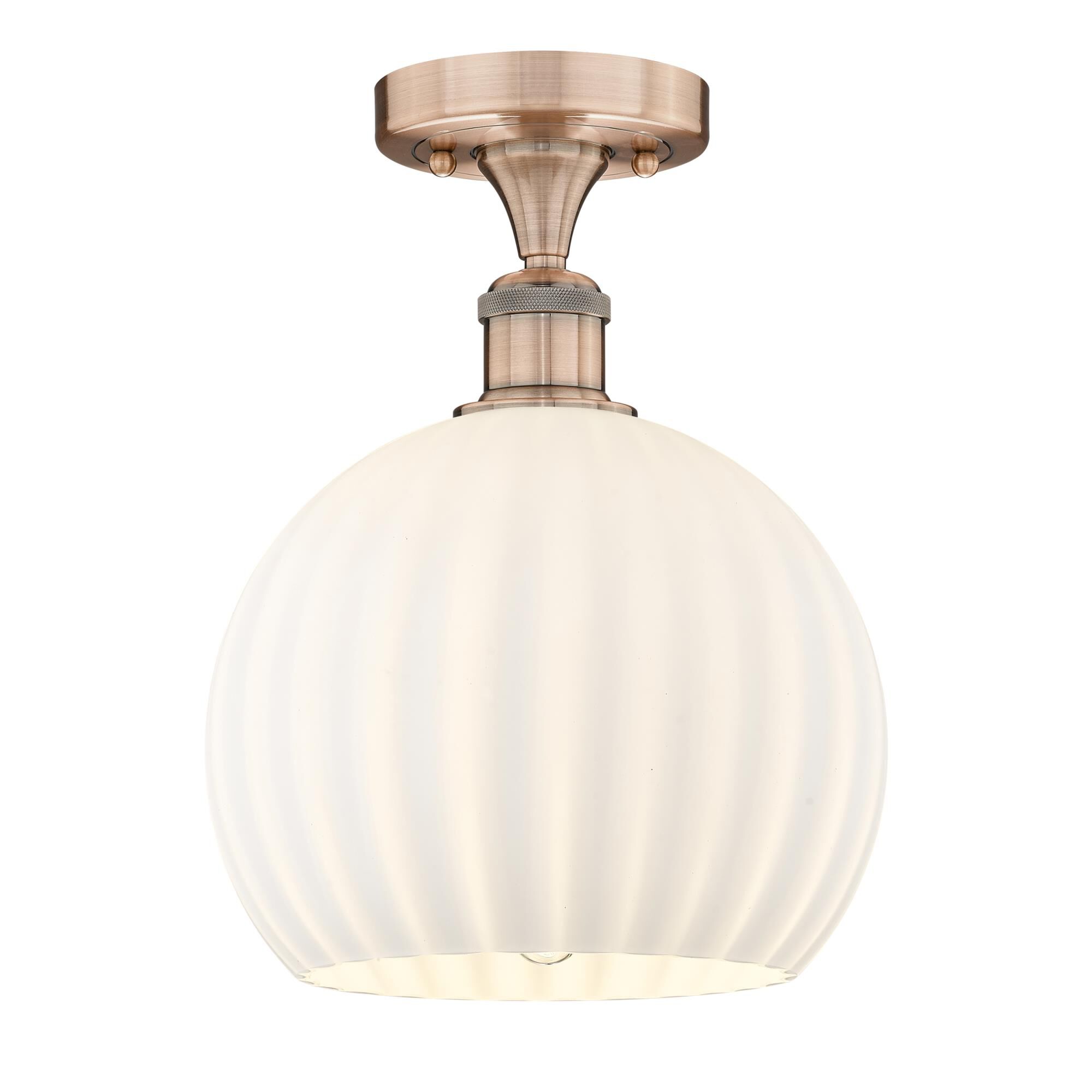 Shown in Antique Copper finish and White Venetian glass