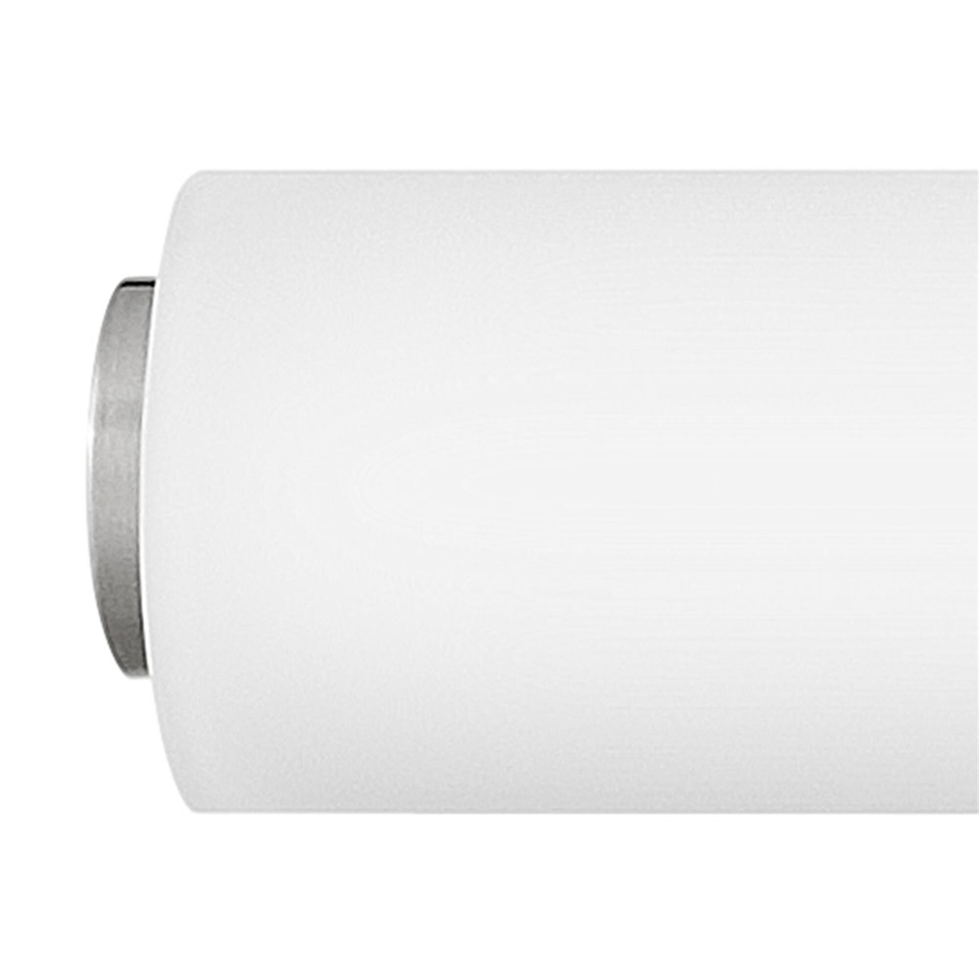 Shown in Brushed Nickel finish and Etched White glass