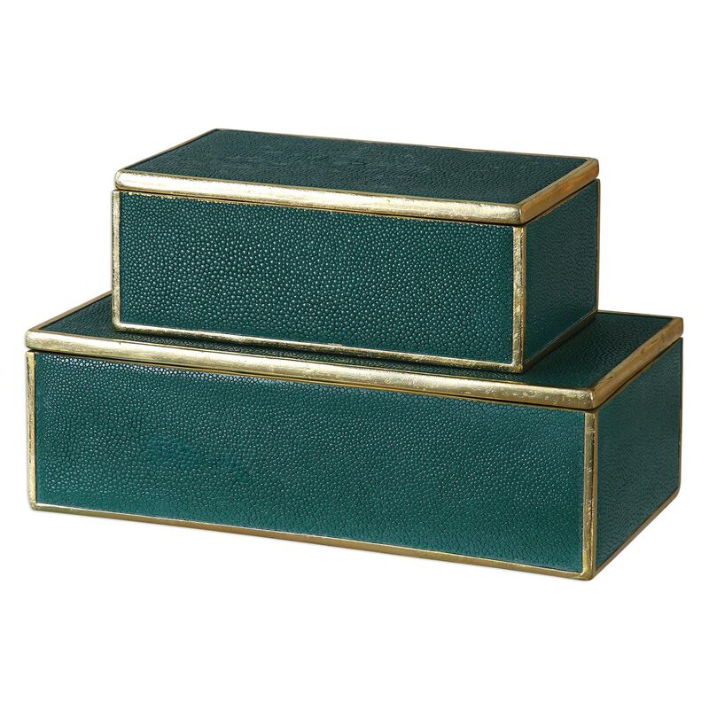 Uttermost Karis Emerald Green Boxes S/2 Accent Box by Uttermost