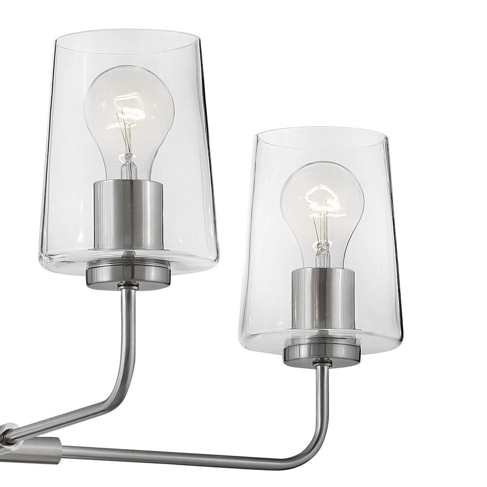 Shown in Brushed Nickel finish and Clear glass