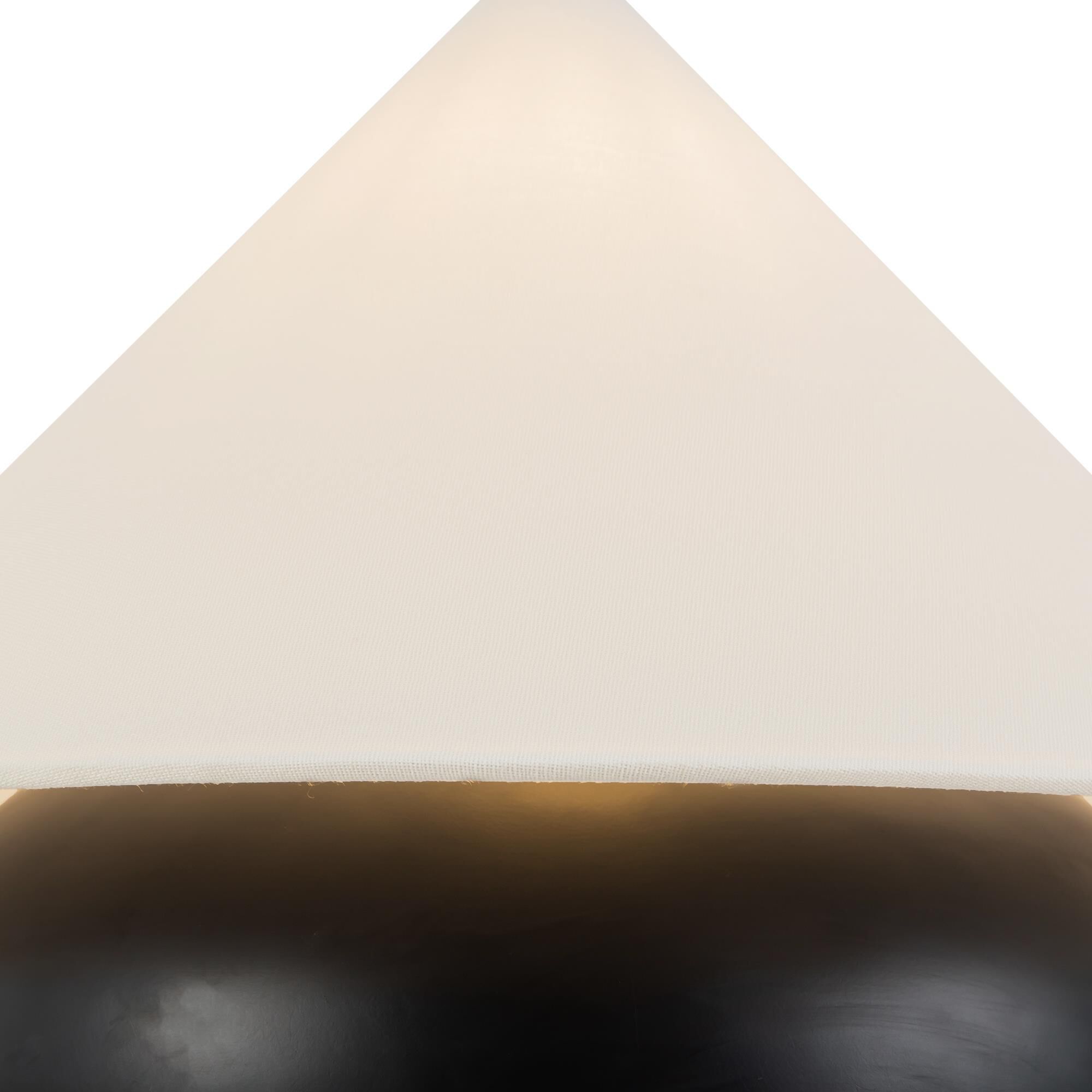 Shown in Matte Black finish and White Linen shade