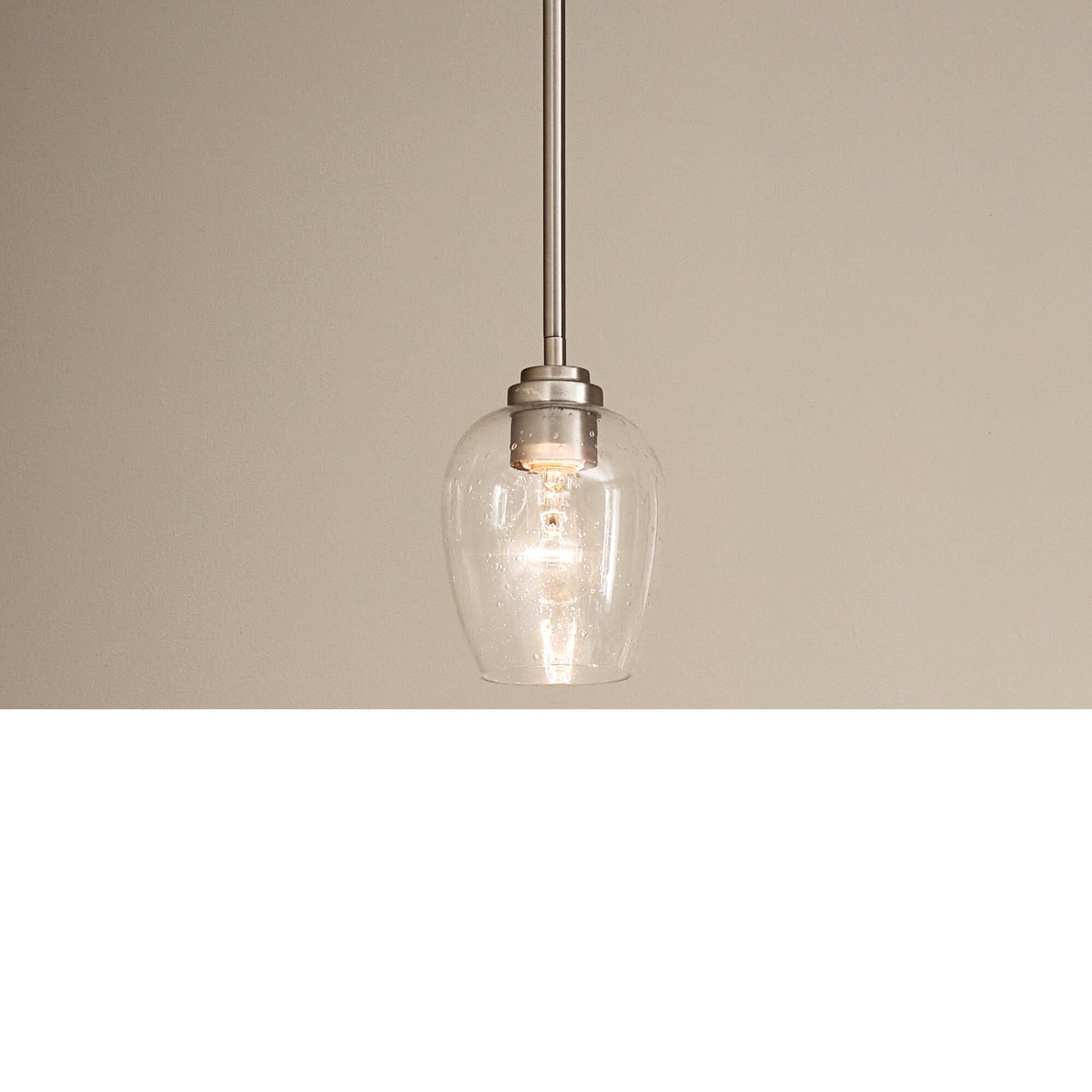 Shown in Brushed Nickel finish and Seeded glass