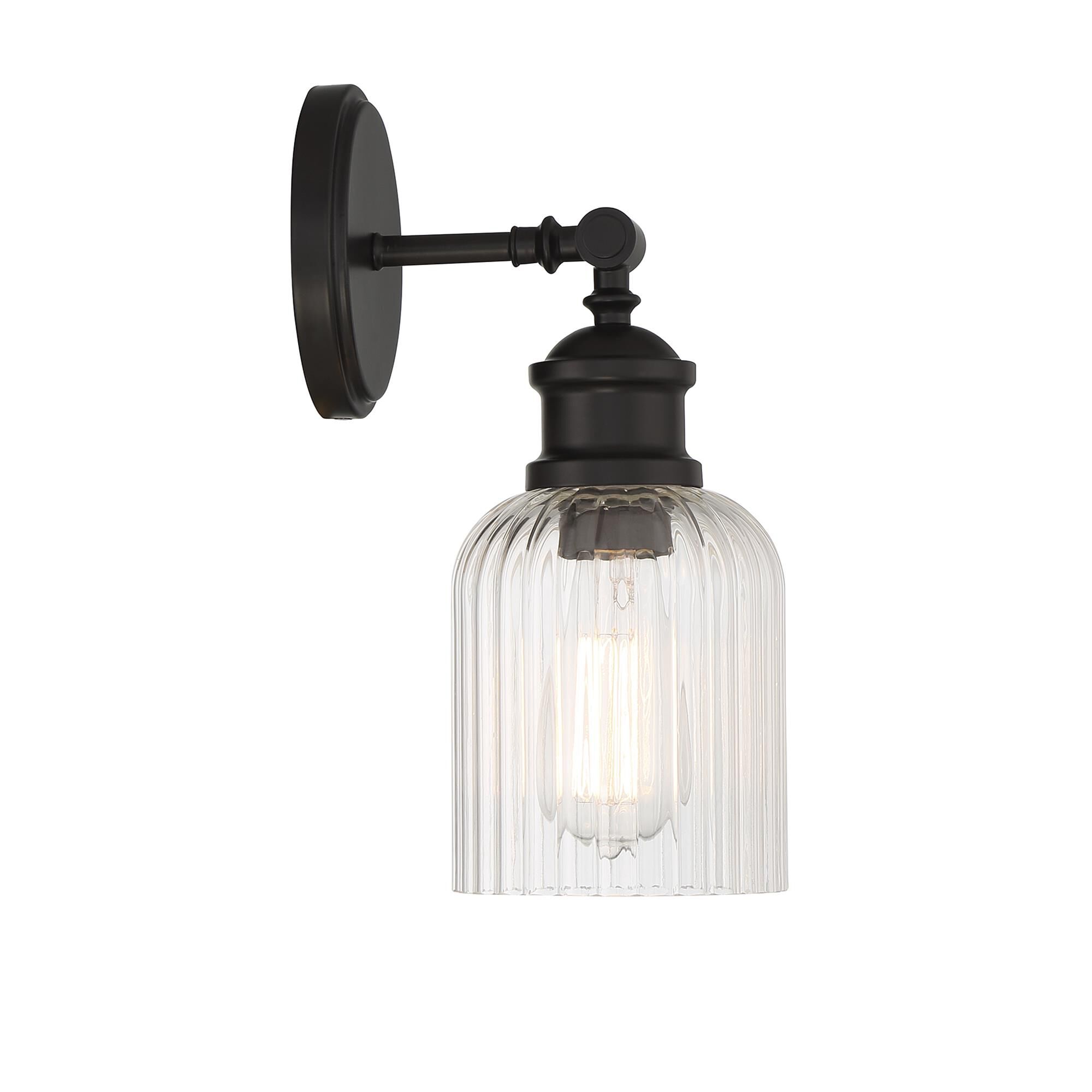 Shown in Matte Black finish and Ribbed glass