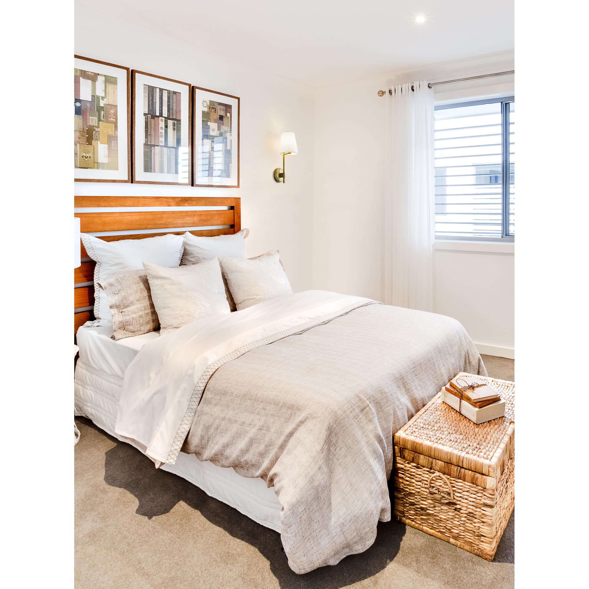 Shown in Rubbed Brass finish and Fabric shade