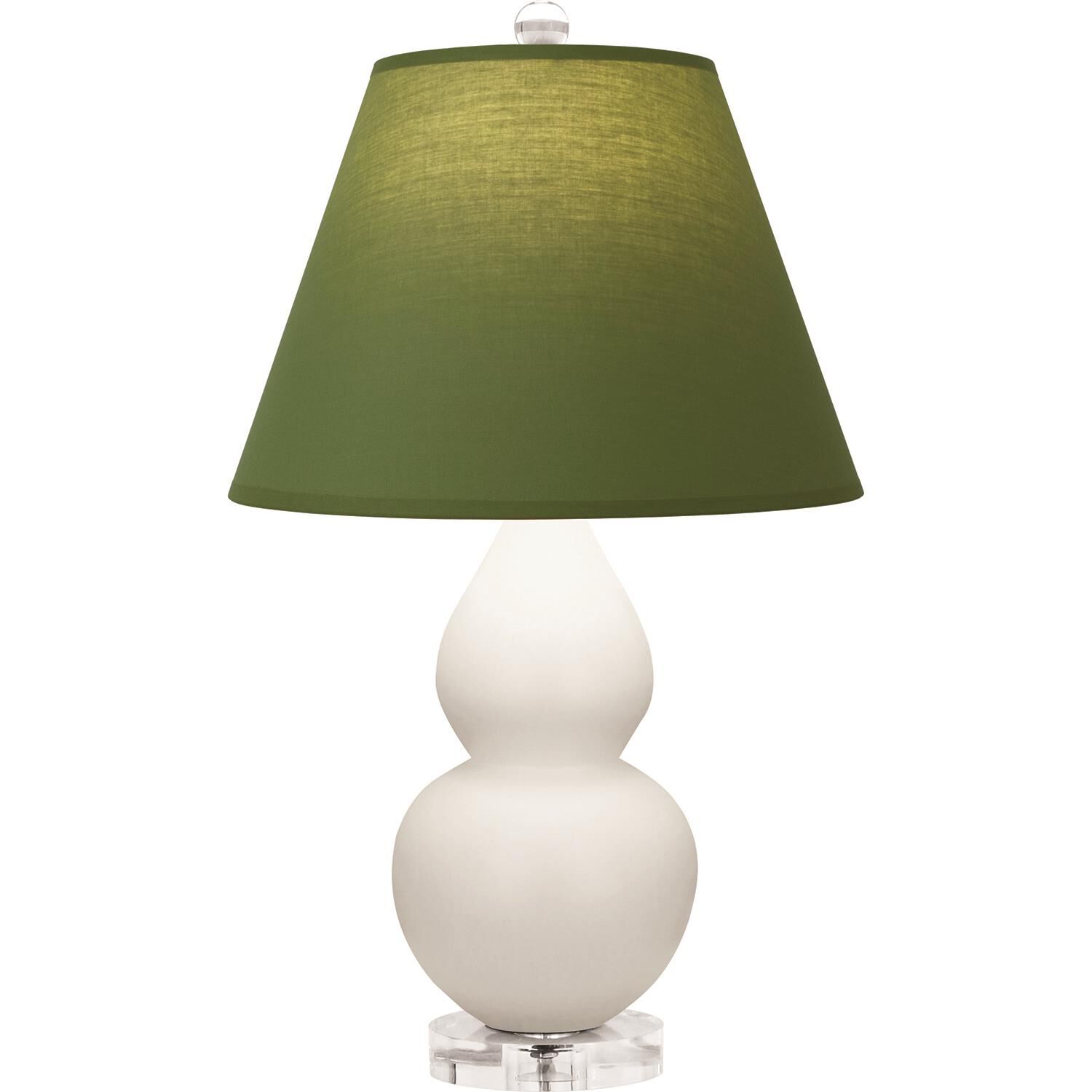 Shown in Matte Lily finish and Tea Green and Taupe shade and Lucite accent