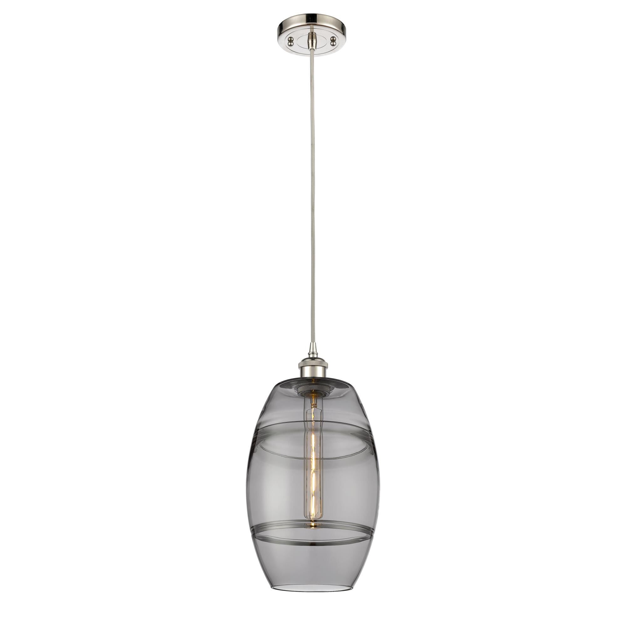 Shown in Polished Nickel finish and Light Smoke glass